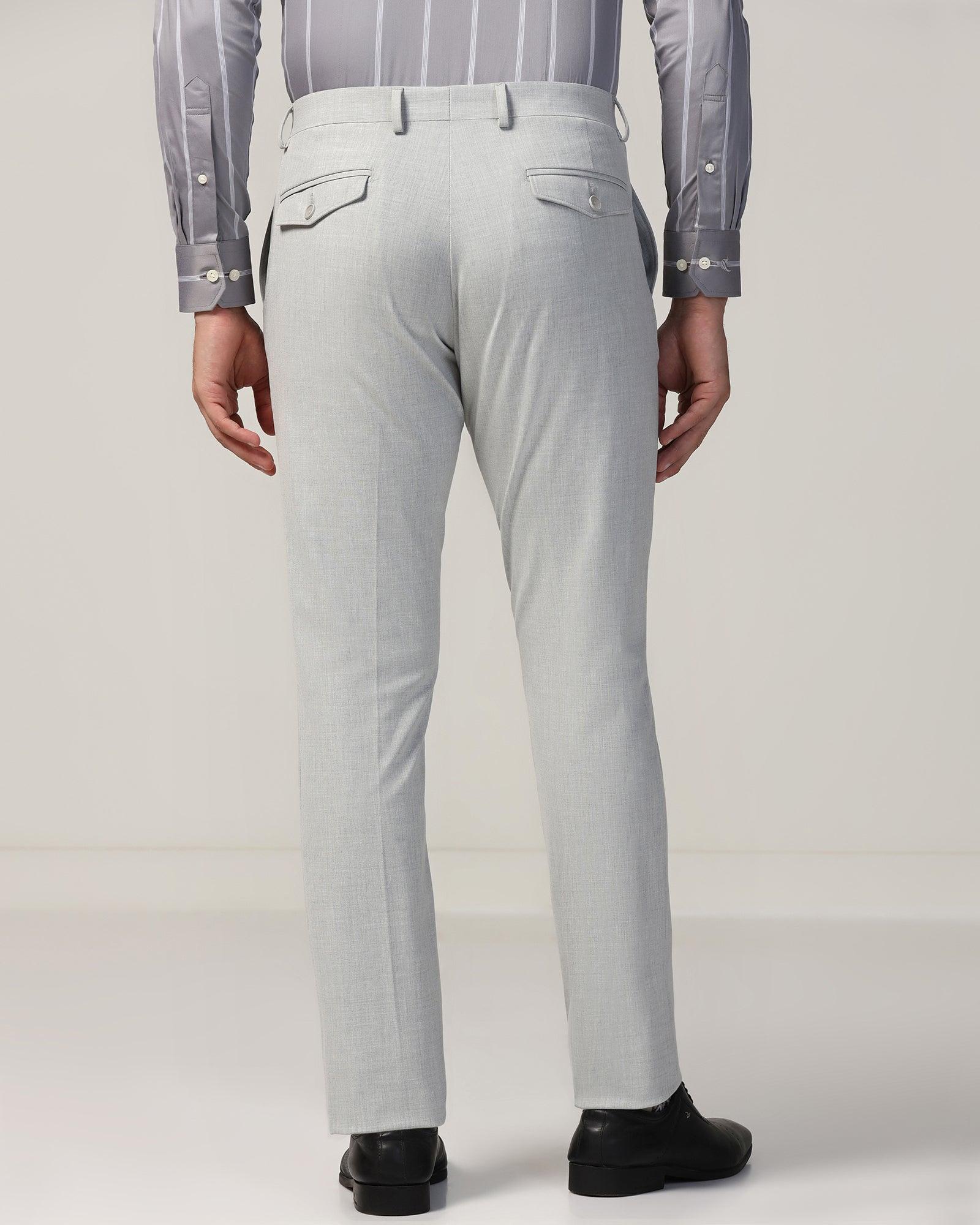 Slim Fit B-91 Formal Light Grey Solid Trouser - Jonny