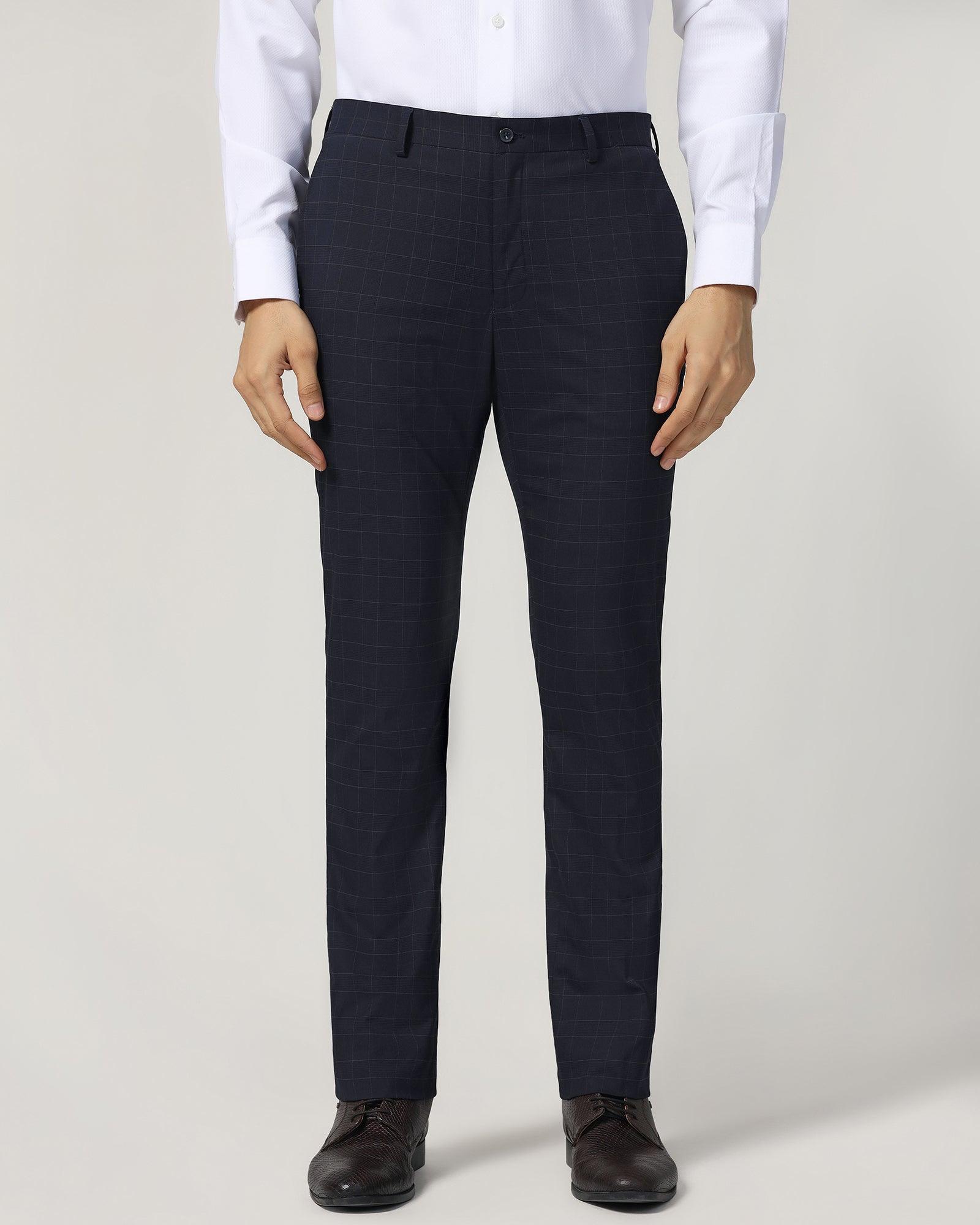 Slim Fit B-91 Formal Navy Check Trouser - Cobalt