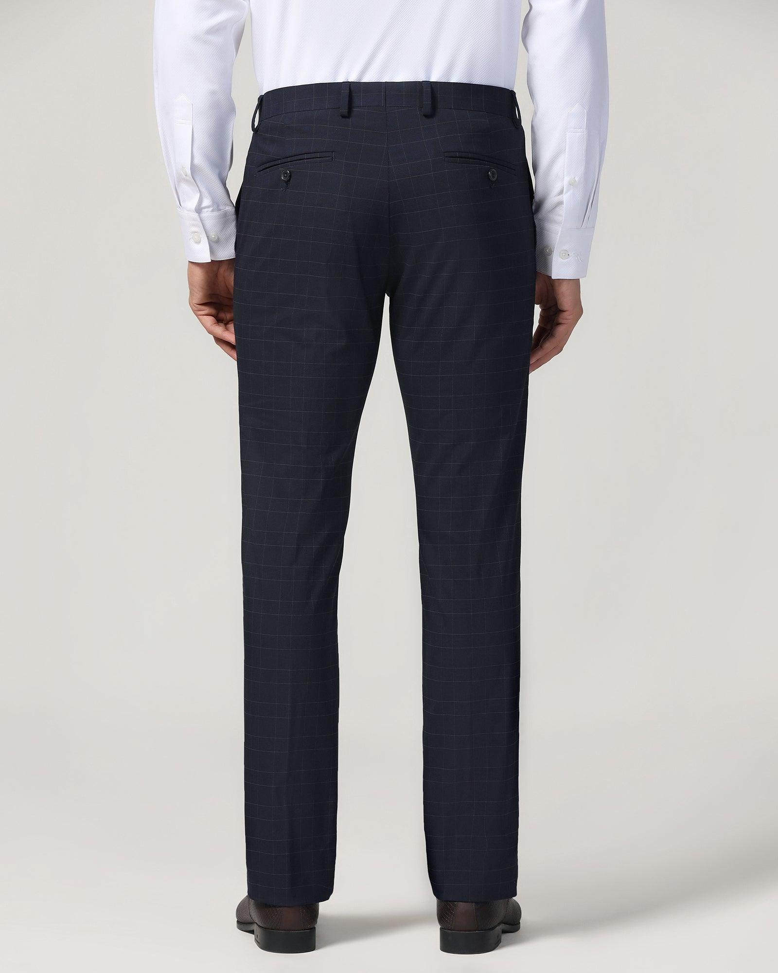 Slim Fit B-91 Formal Navy Check Trouser - Cobalt