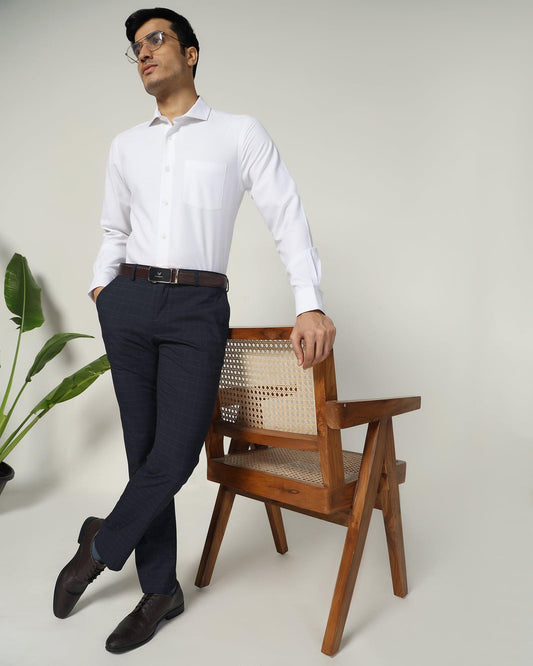 Slim Fit B-91 Formal Navy Check Trouser - Cobalt