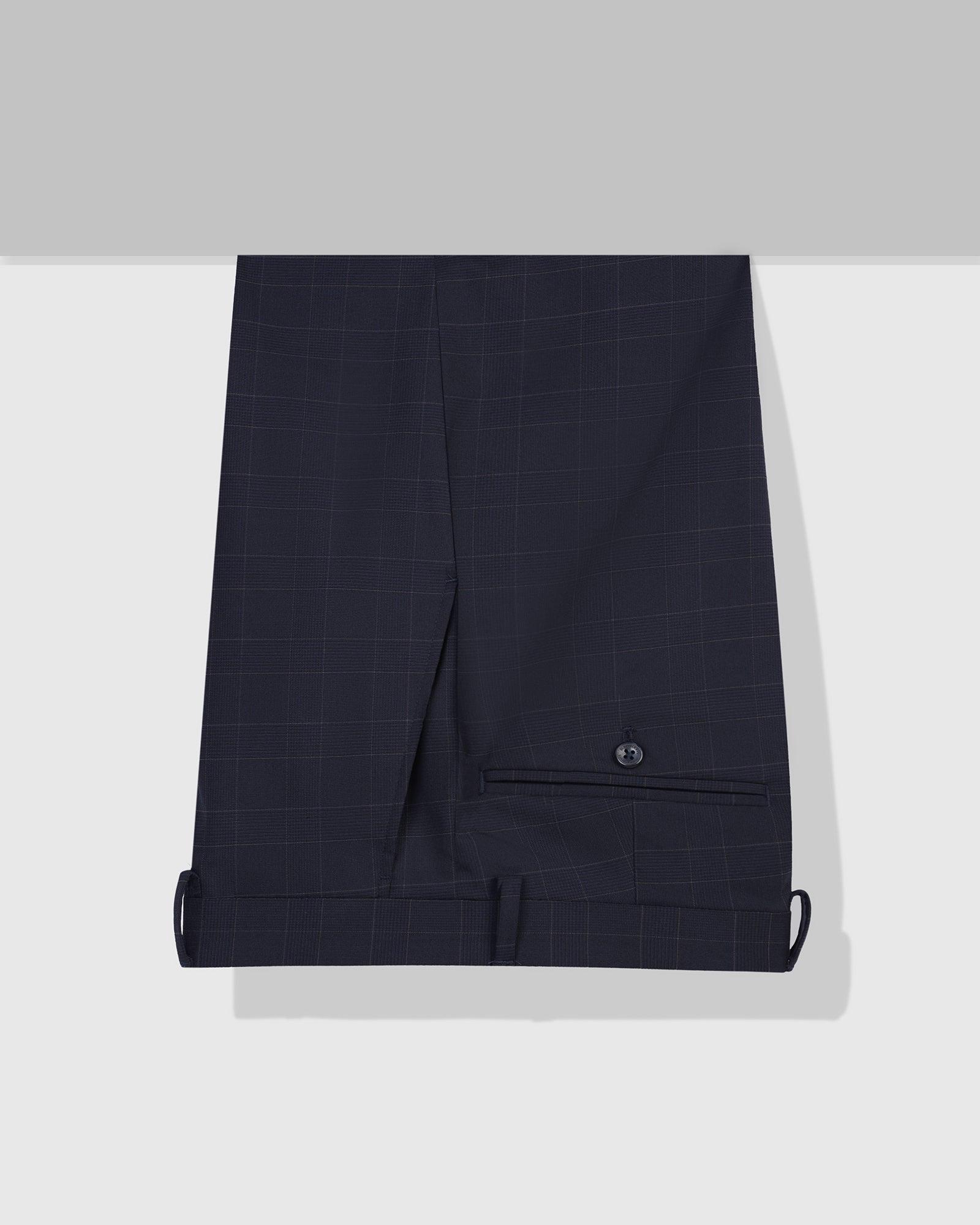 Slim Fit B-91 Formal Navy Check Trouser - Cobalt