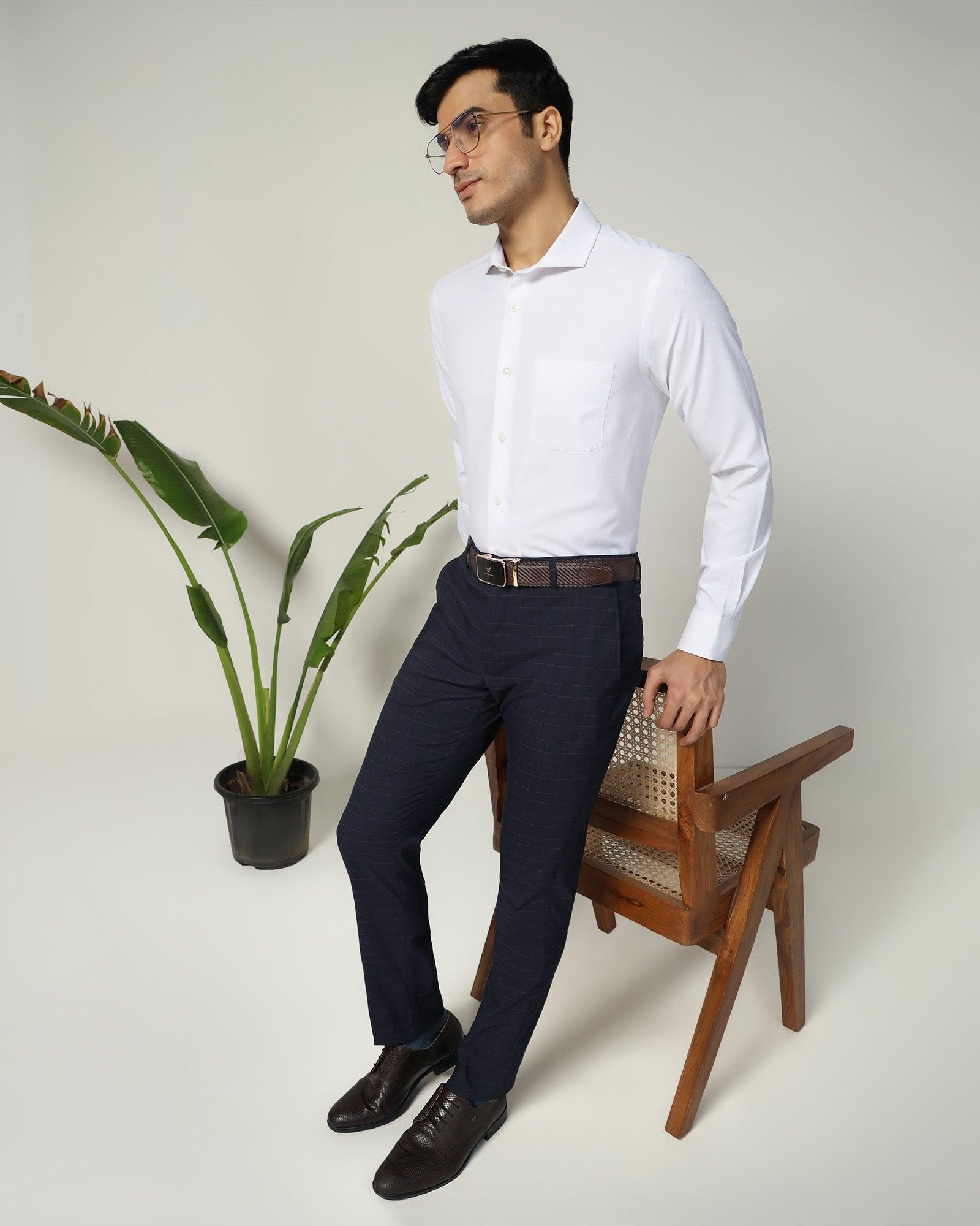 Slim Fit B-91 Formal Navy Check Trouser - Cobalt