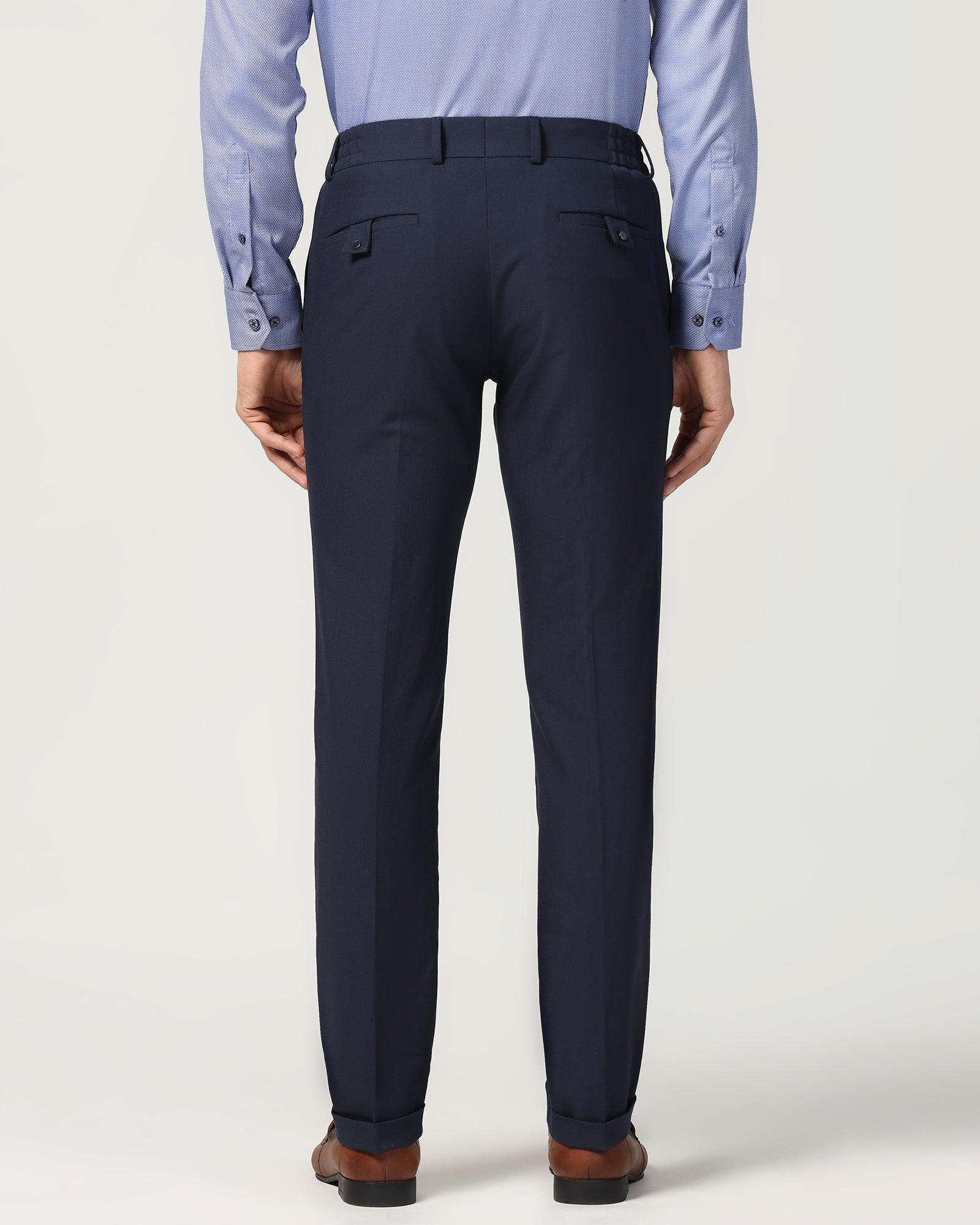Slim Fit B-91 Formal Navy Solid Trouser - Hayabusa