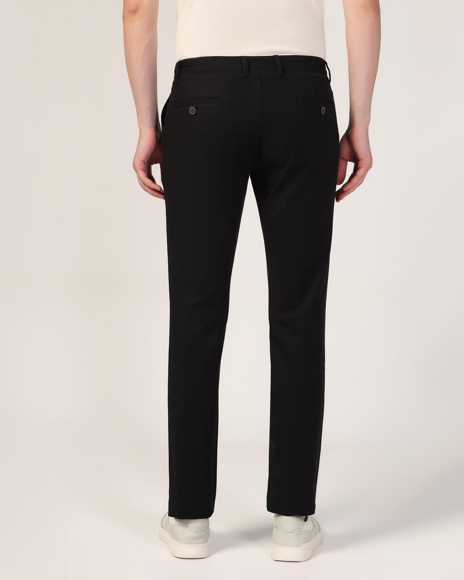 Slim Fit B-91 Casual Black Solid Khakis - Mint - Blackberrys