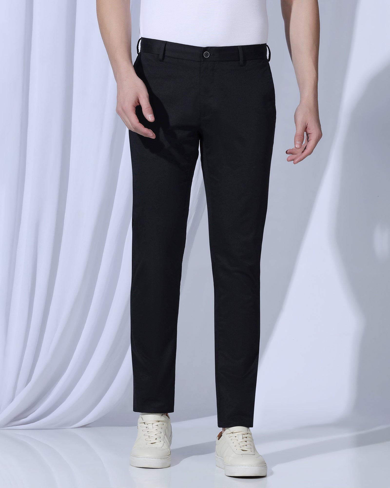 Slim Fit B-91 Casual Black Solid Khakis - Martin