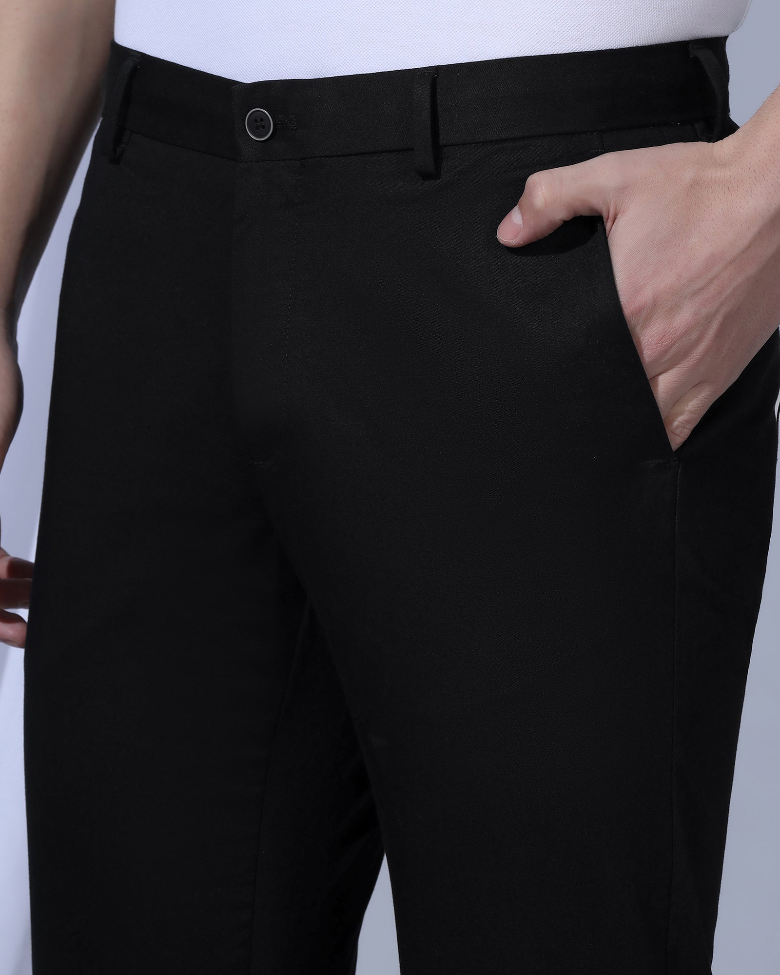 Slim Fit B-91 Casual Black Solid Khakis - Martin