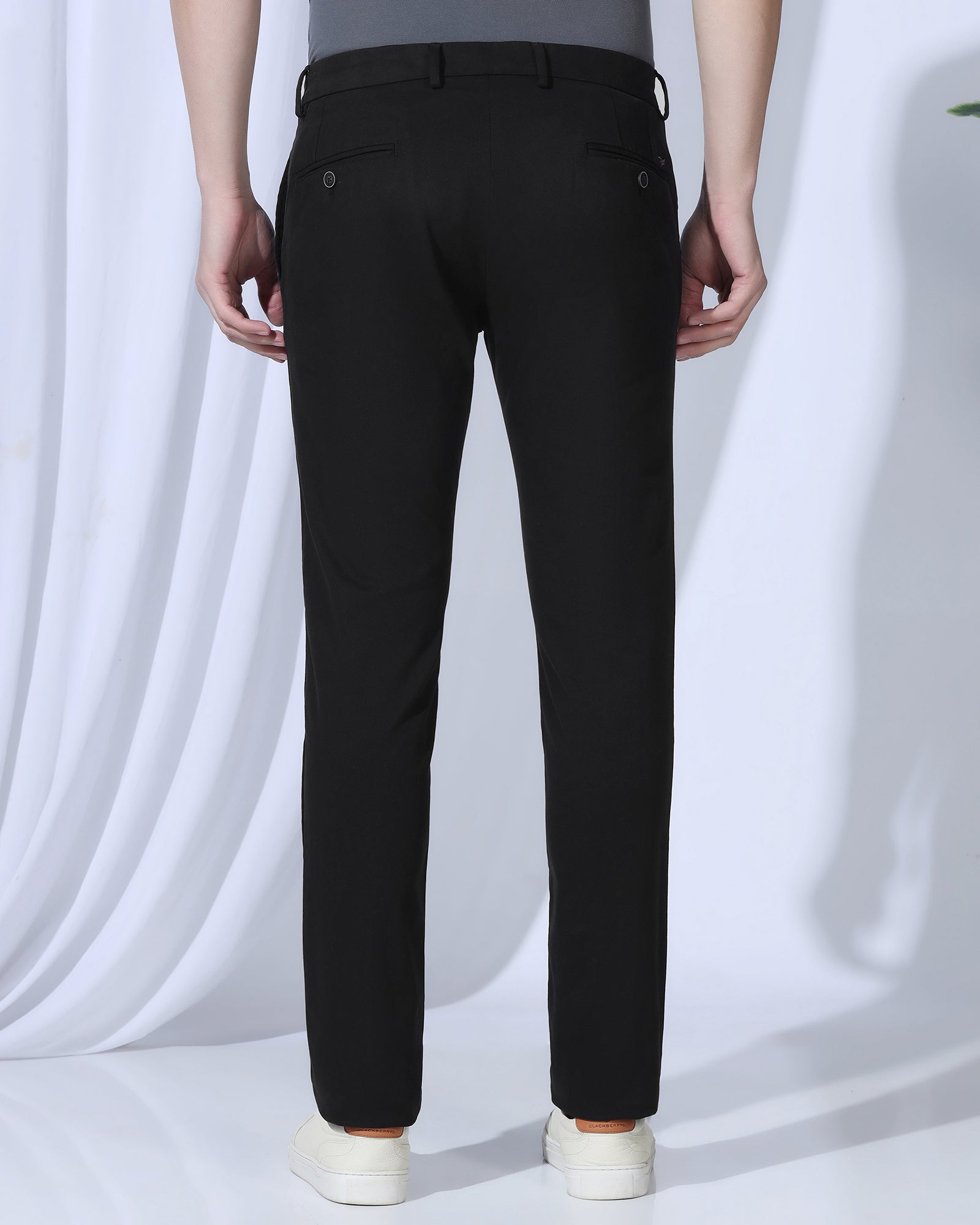 Slim Fit B-91 Casual Black Textured Khakis - Kary