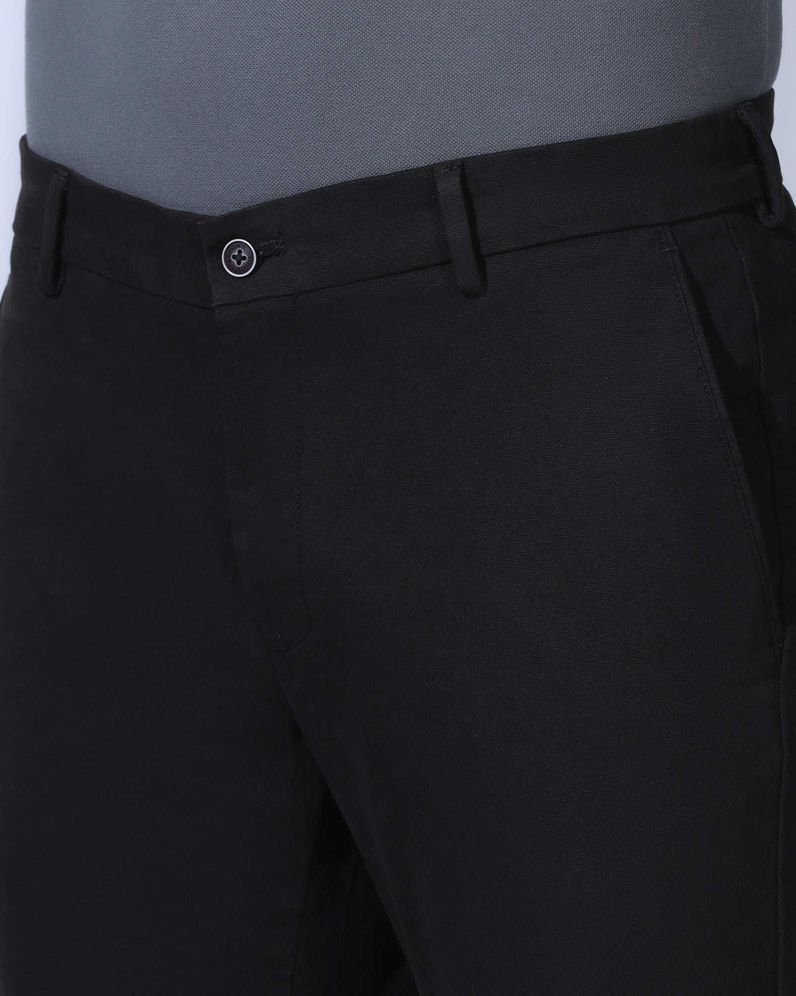 Slim Fit B-91 Casual Black Textured Khakis - Kary