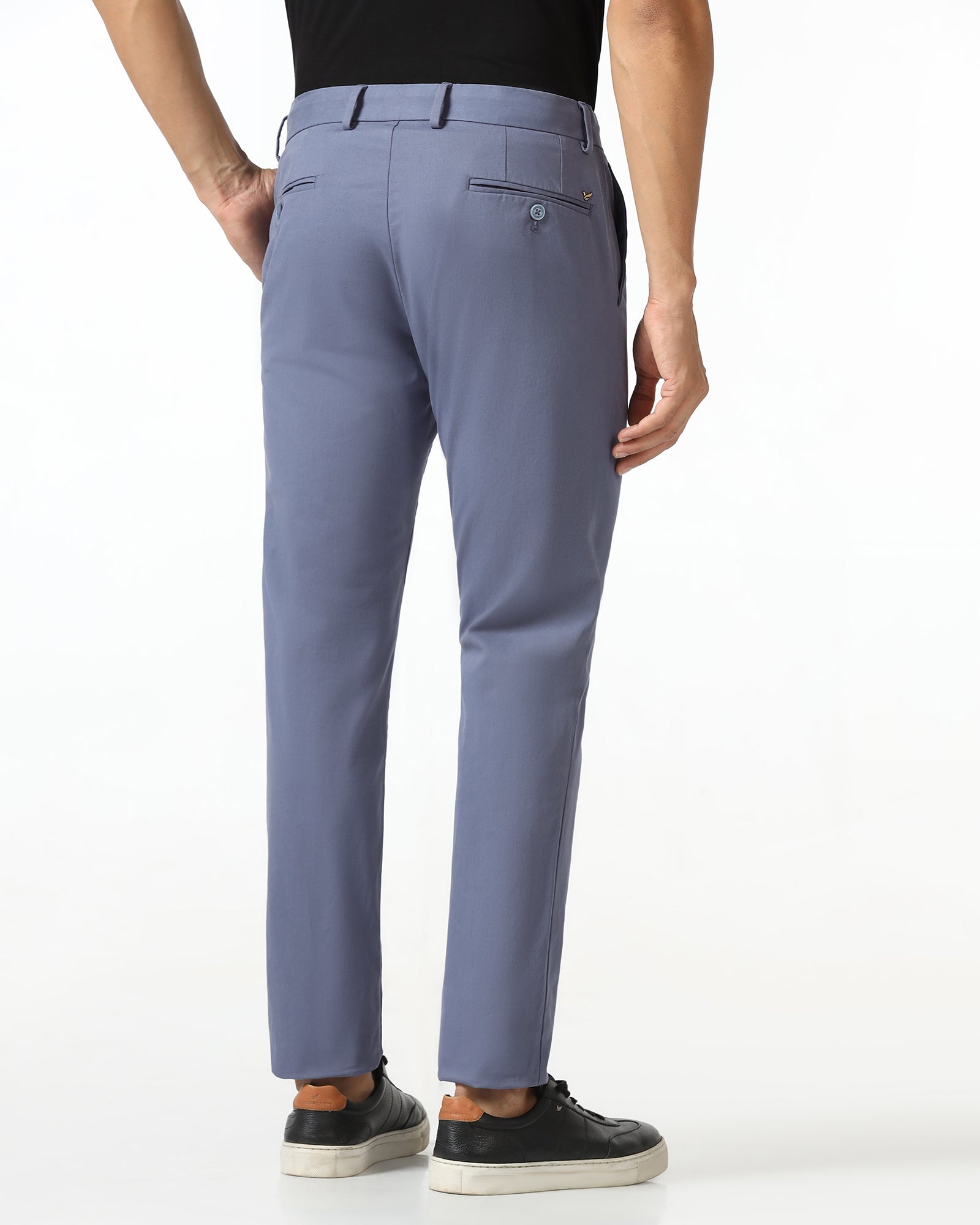 Slim Fit B-91 Casual Blue Solid Khakis - Mario