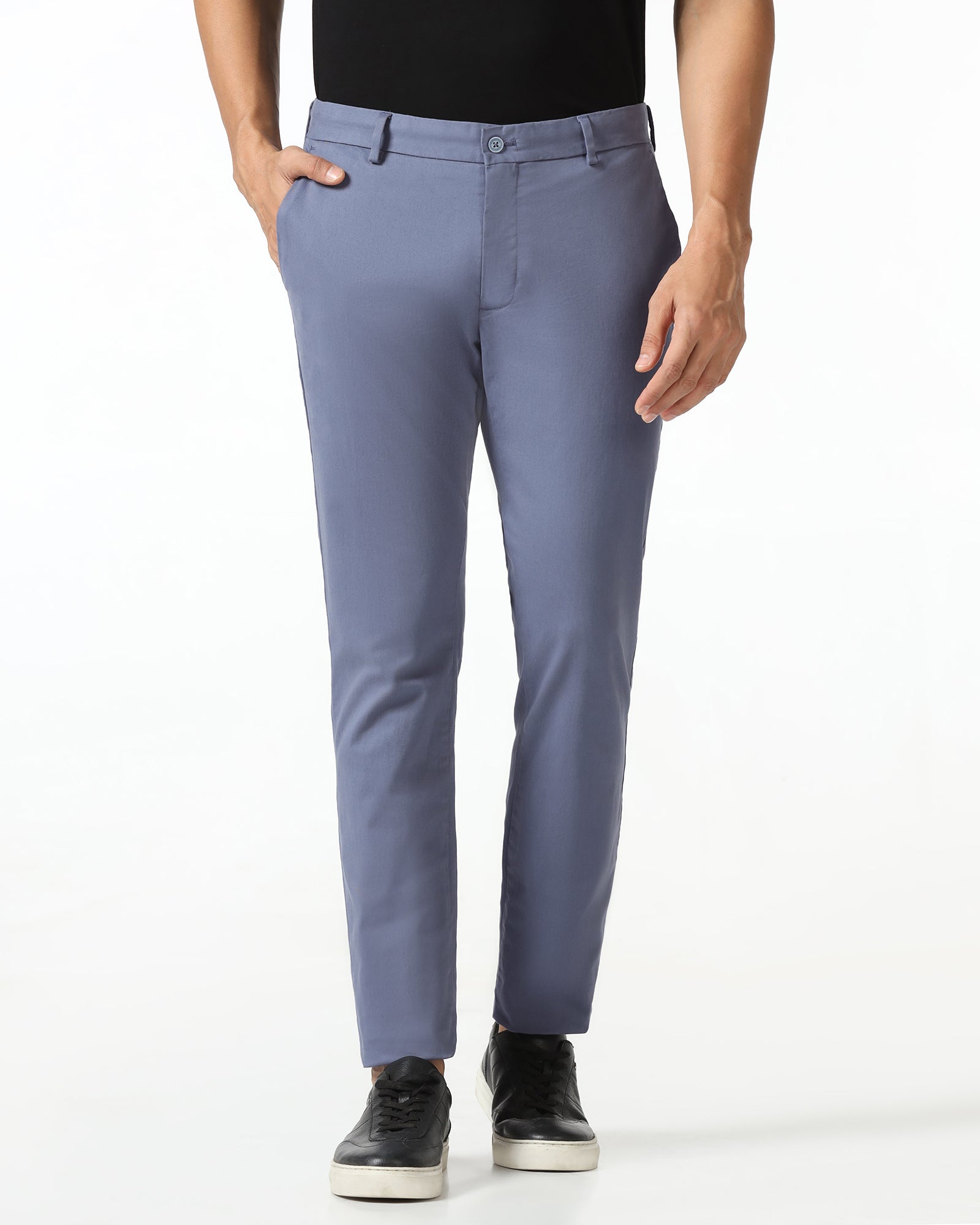 Slim Fit B-91 Casual Blue Solid Khakis - Mario