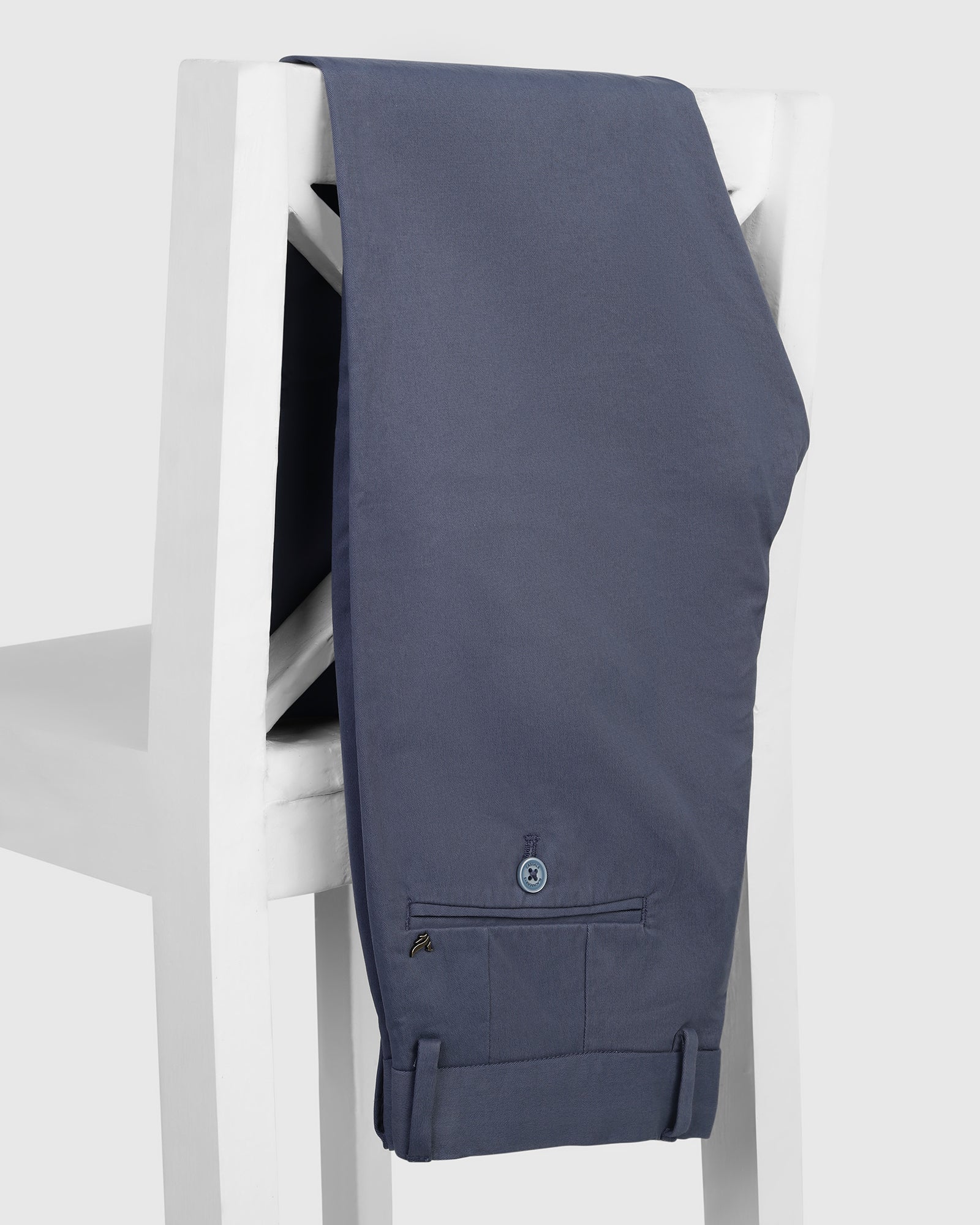 Slim Fit B-91 Casual Blue Solid Khakis - Mario