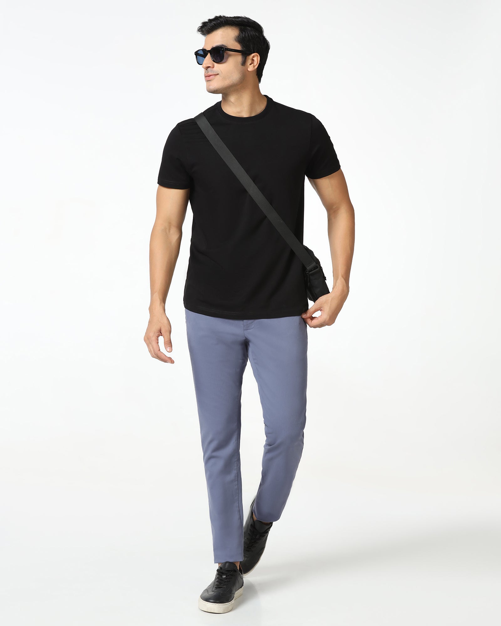 Slim Fit B-91 Casual Blue Solid Khakis - Mario