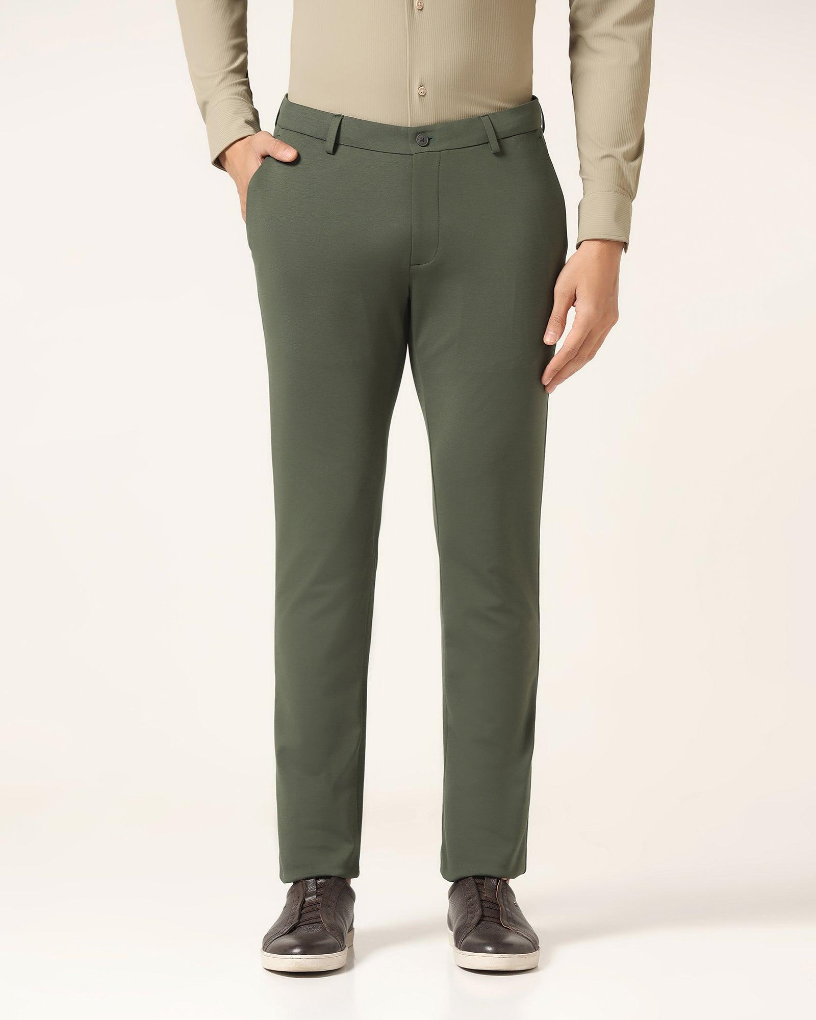 Slim Fit B-91 Casual Dark Olive Solid Khaki - Ziea - Blackberrys