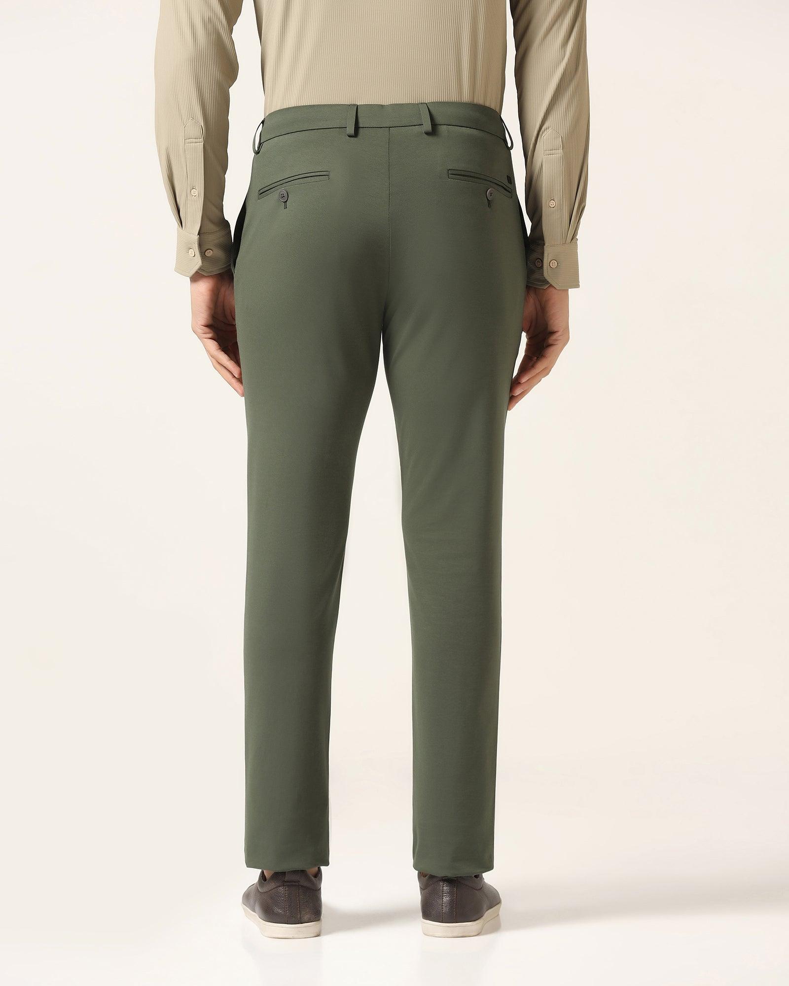 Slim Fit B-91 Casual Dark Olive Solid Khaki - Ziea - Blackberrys