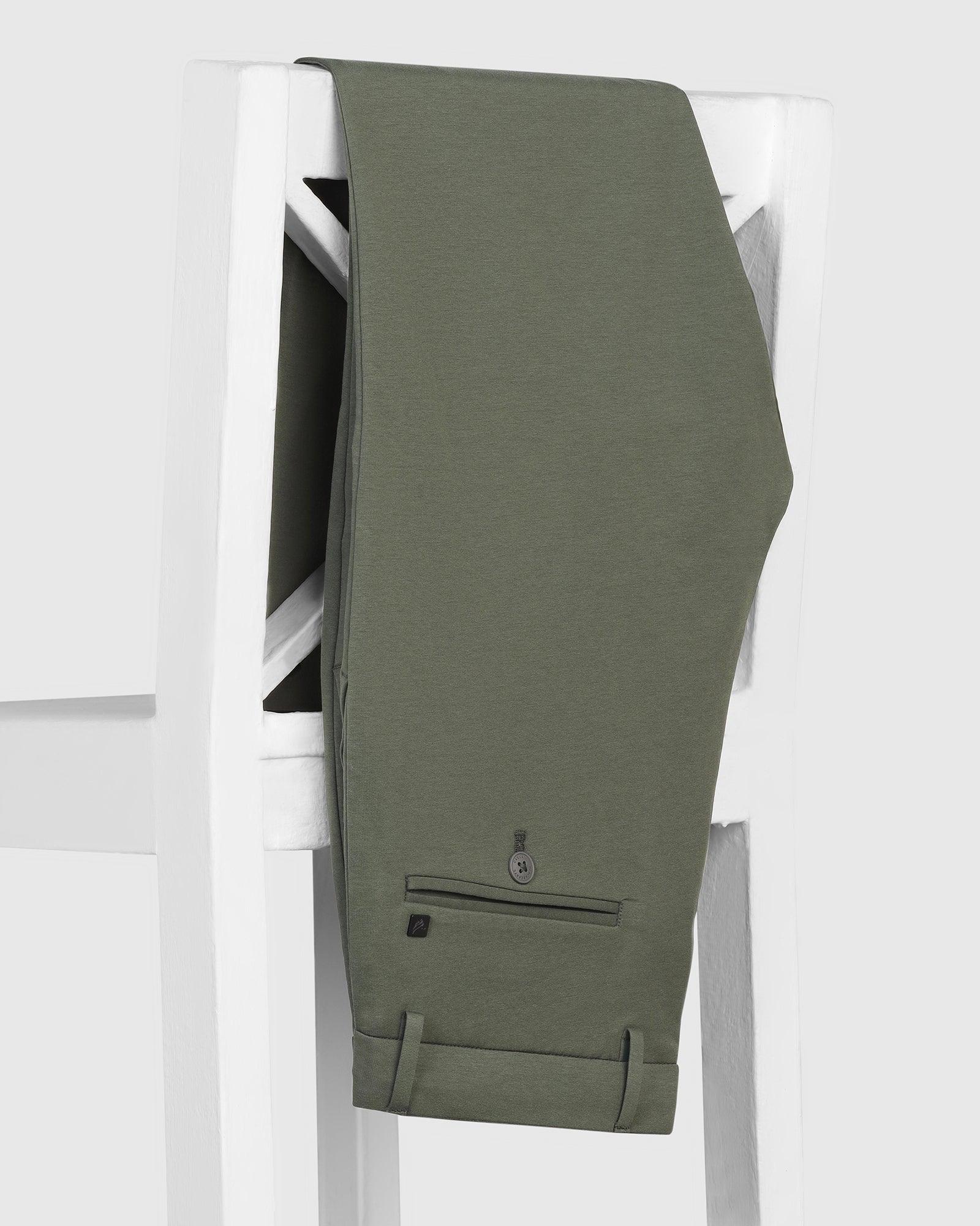 Slim Fit B-91 Casual Dark Olive Solid Khaki - Ziea - Blackberrys