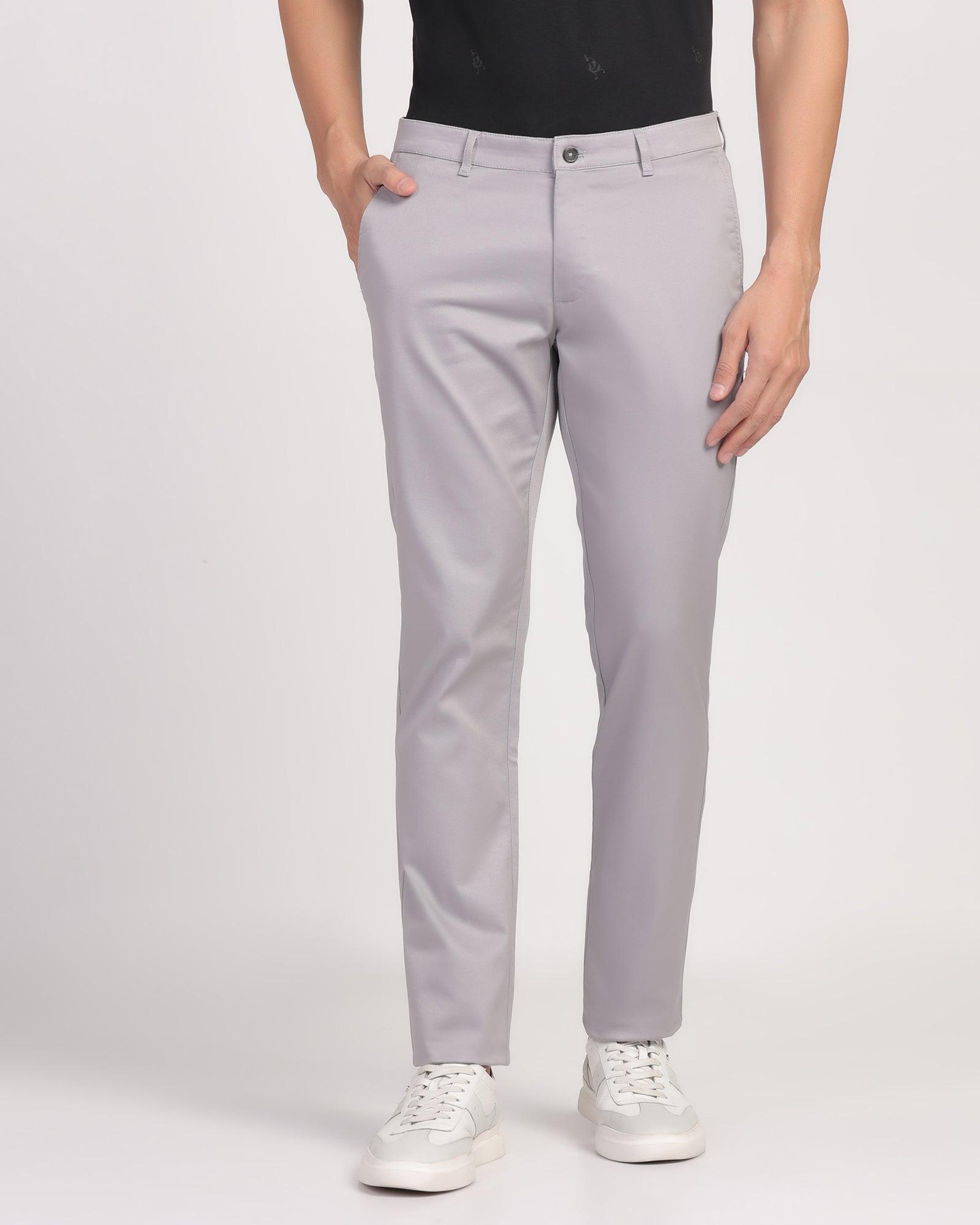 Temptech Slim Fit B-91 Casual Grey Solid Khakis - Henry - Blackberrys