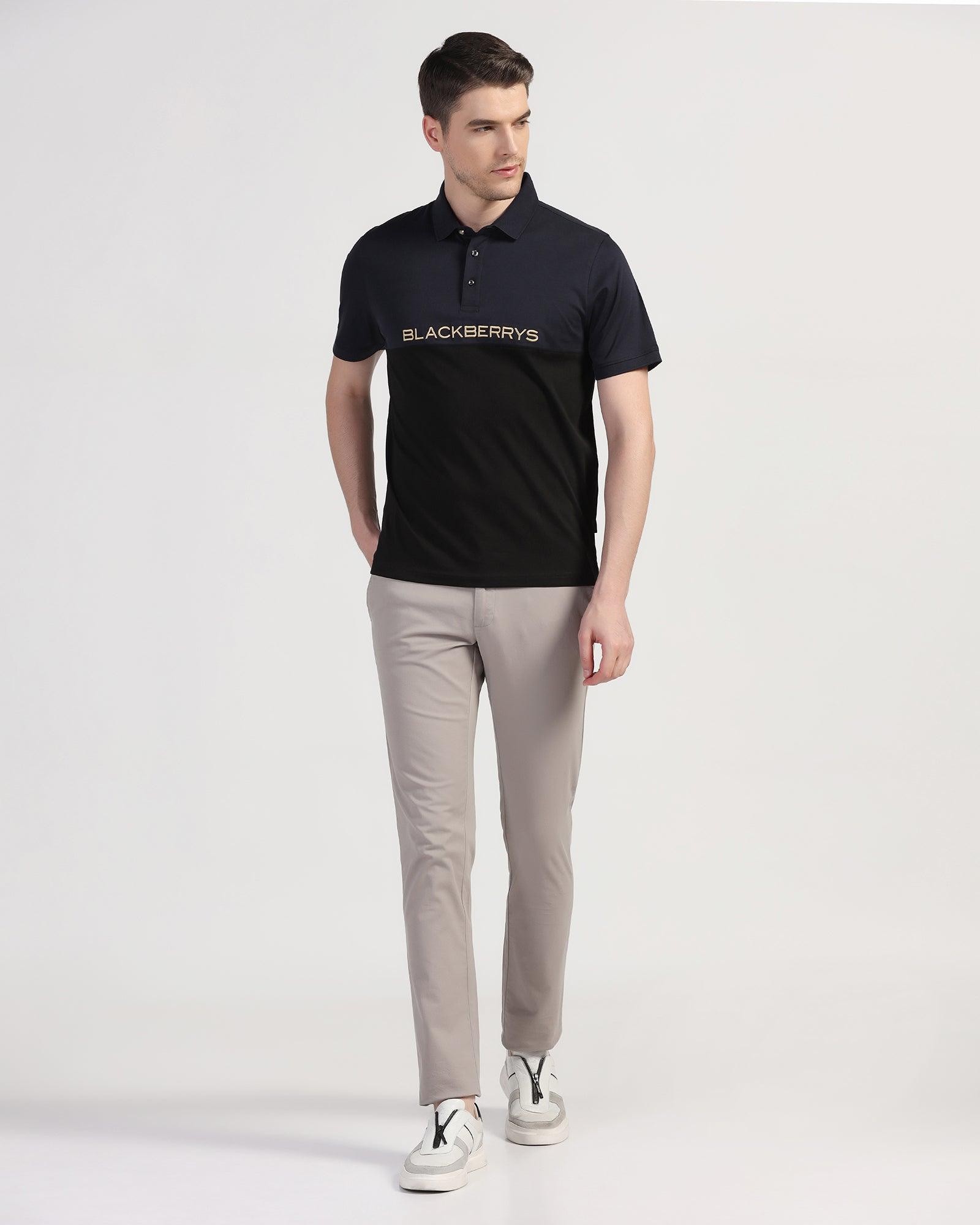 Slim Fit B-91 Casual Grey Solid Khaki - Lab - Blackberrys