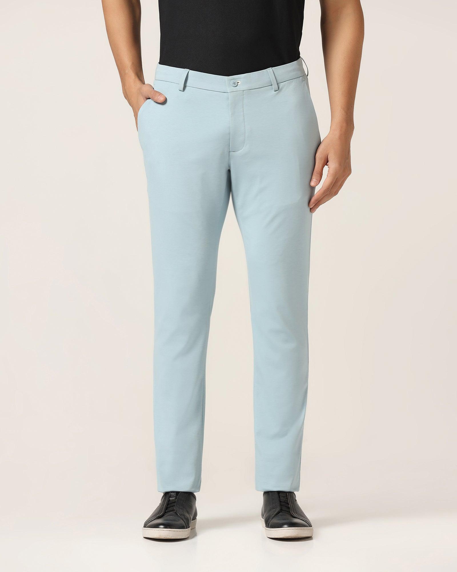 Slim Fit B-91 Casual Ice Blue Solid Khaki - Ziea - Blackberrys