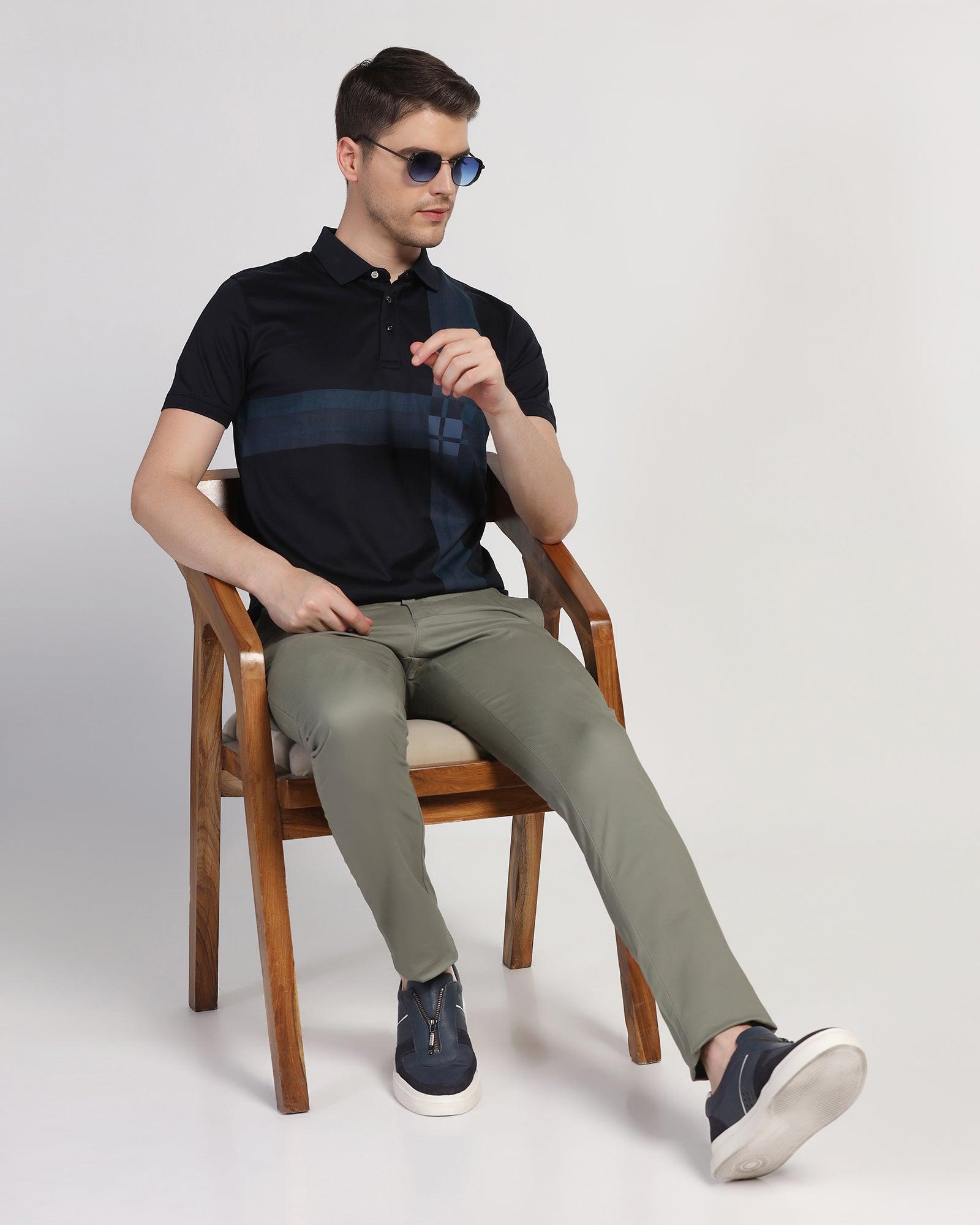 Slim Fit B-91 Casual Olive Solid Khaki - Lab - Blackberrys