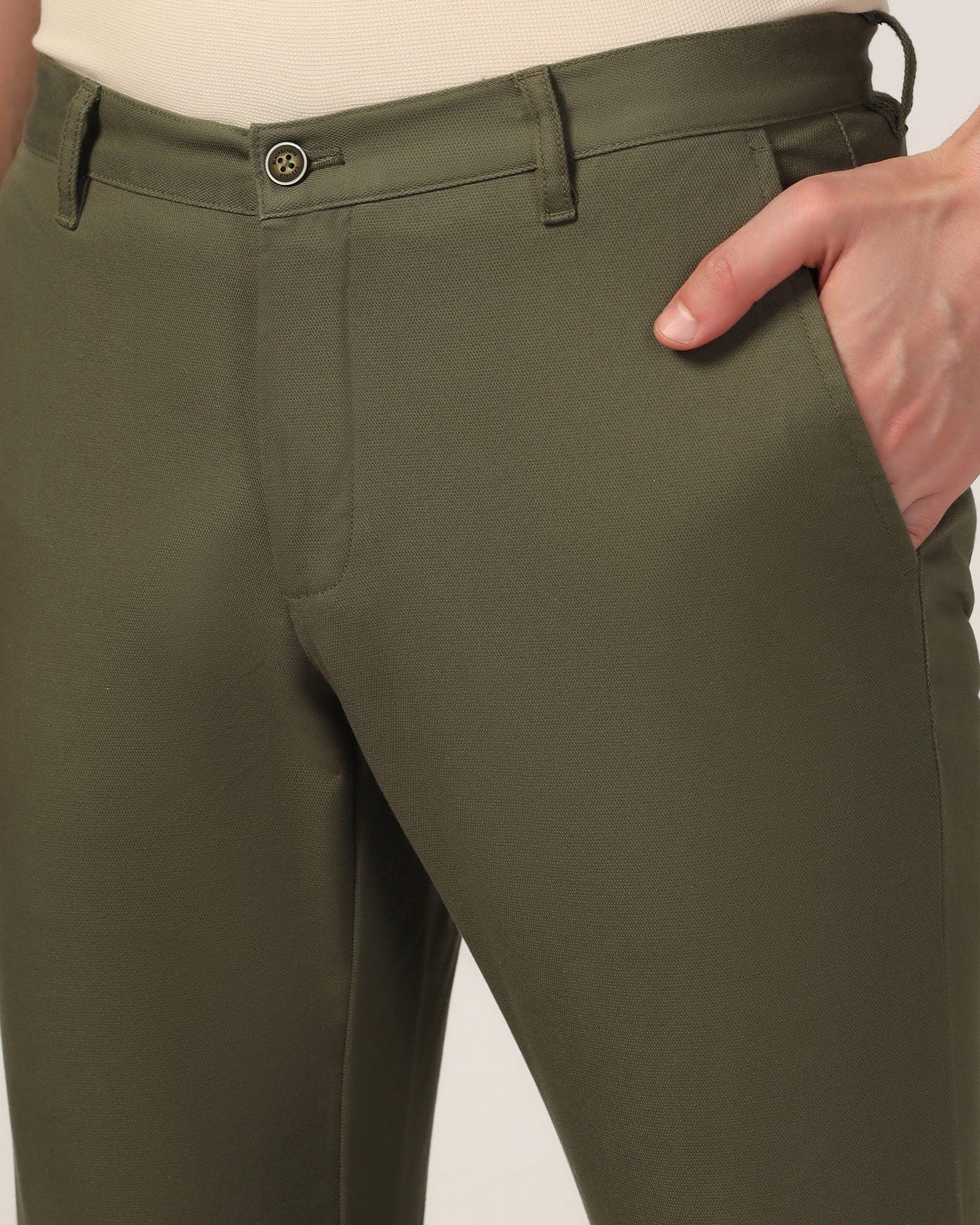 Slim Fit B-91 Casual Olive Solid Khakis - Mint - Blackberrys