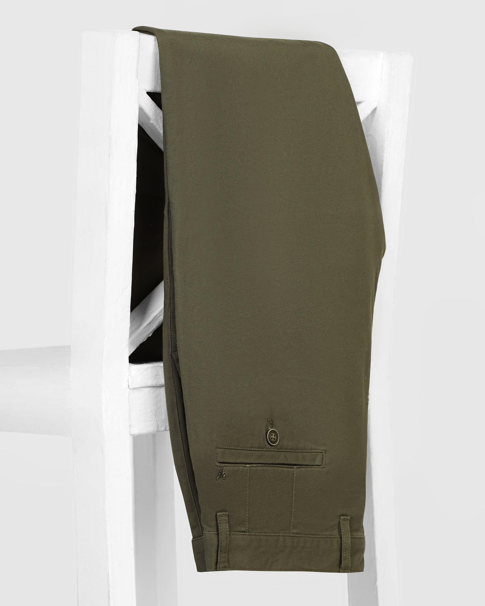 Slim Fit B-91 Casual Olive Solid Khakis - Mint - Blackberrys