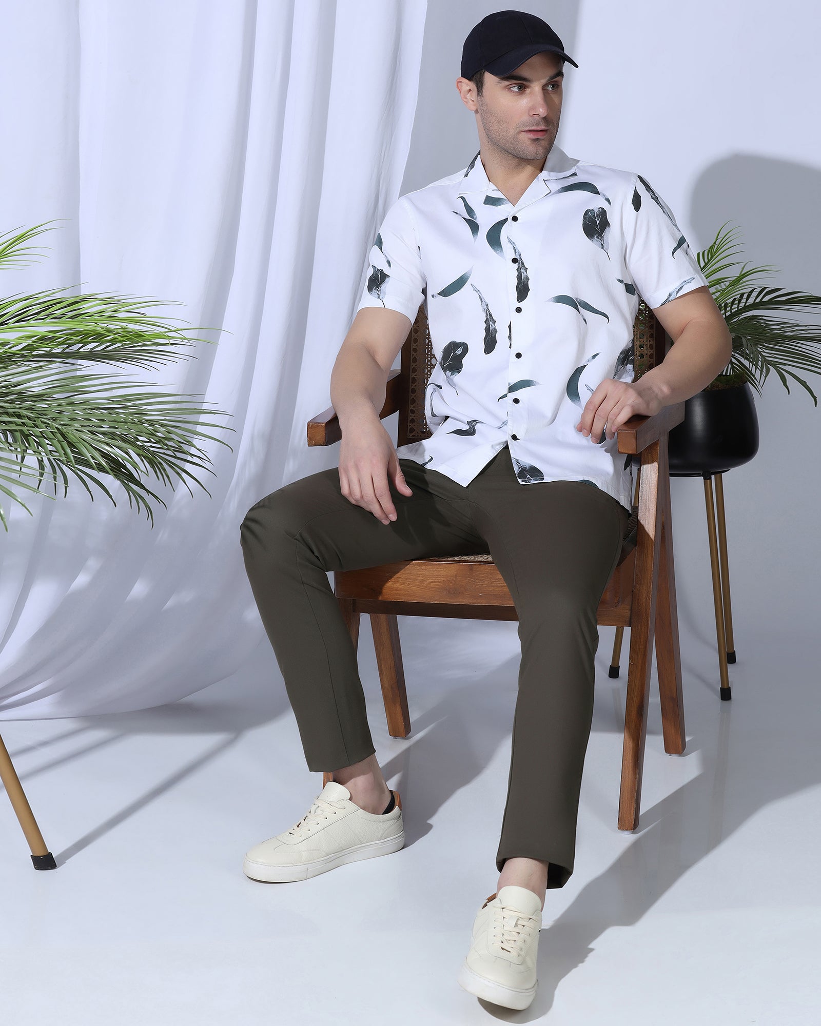 Slim Fit B-91 Casual Olive Textured Khakis - Kary