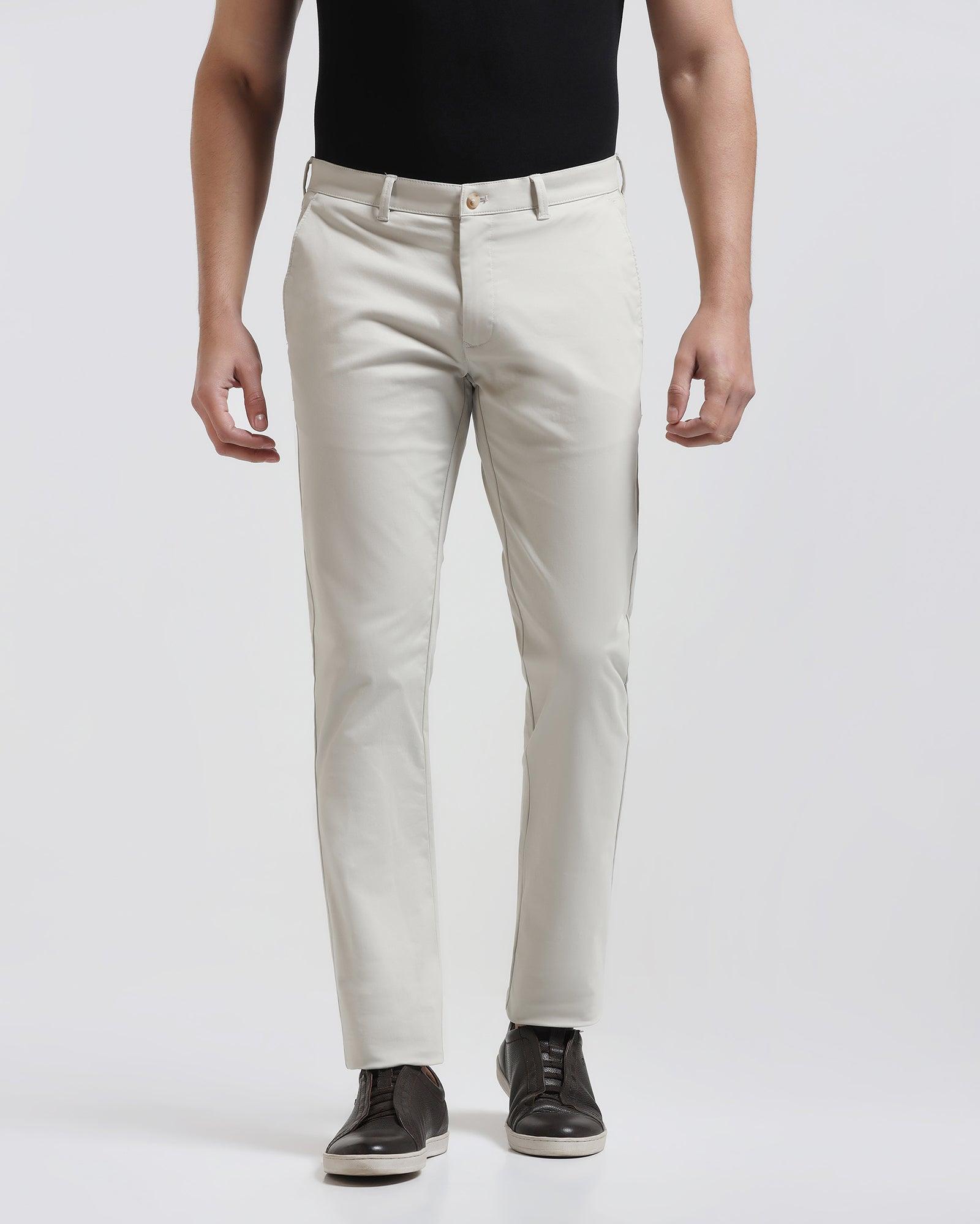 Slim Fit B-91 Casual Stone Beige Solid Khaki - Cultron - Blackberrys