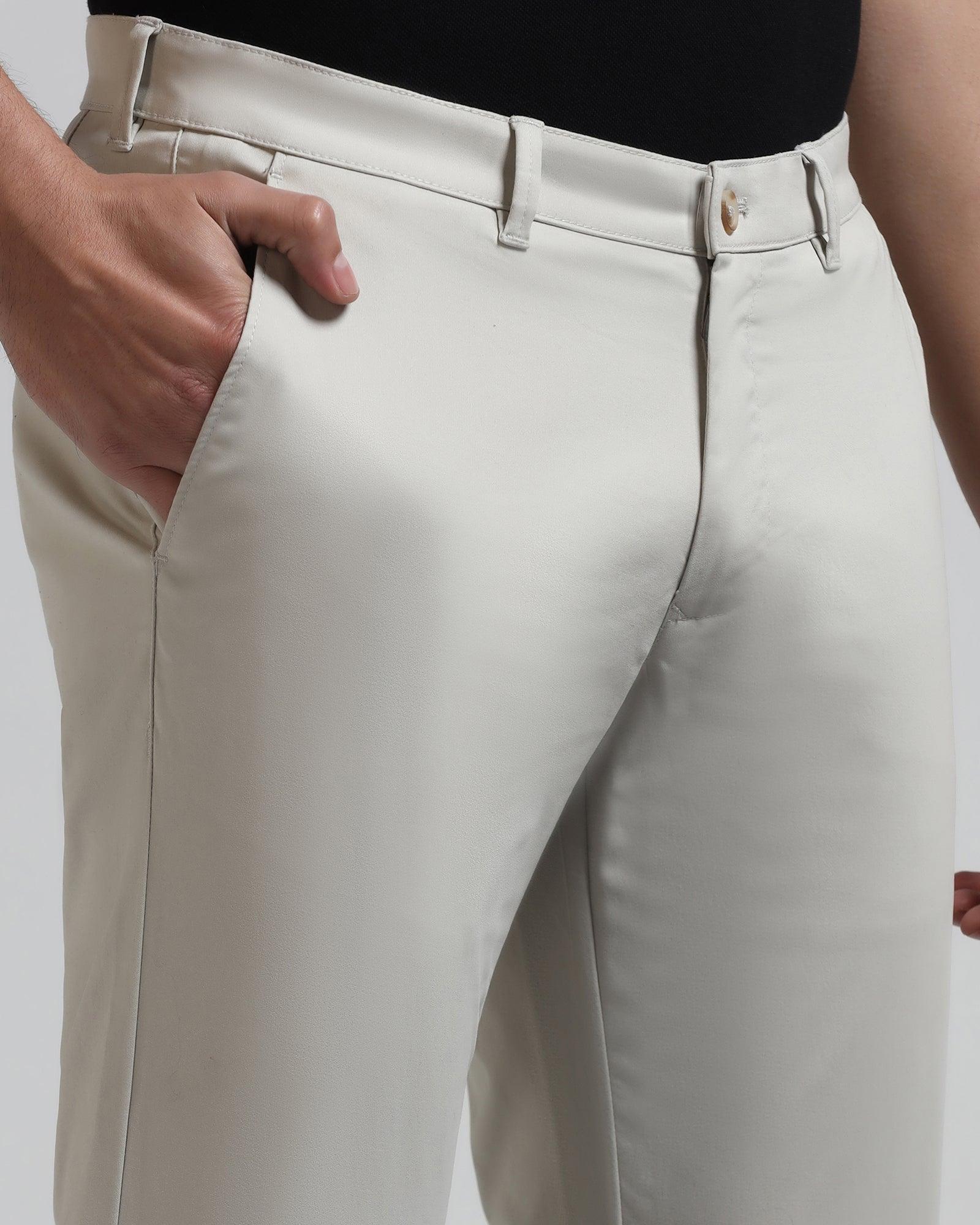 Slim Fit B-91 Casual Stone Beige Solid Khaki - Cultron - Blackberrys