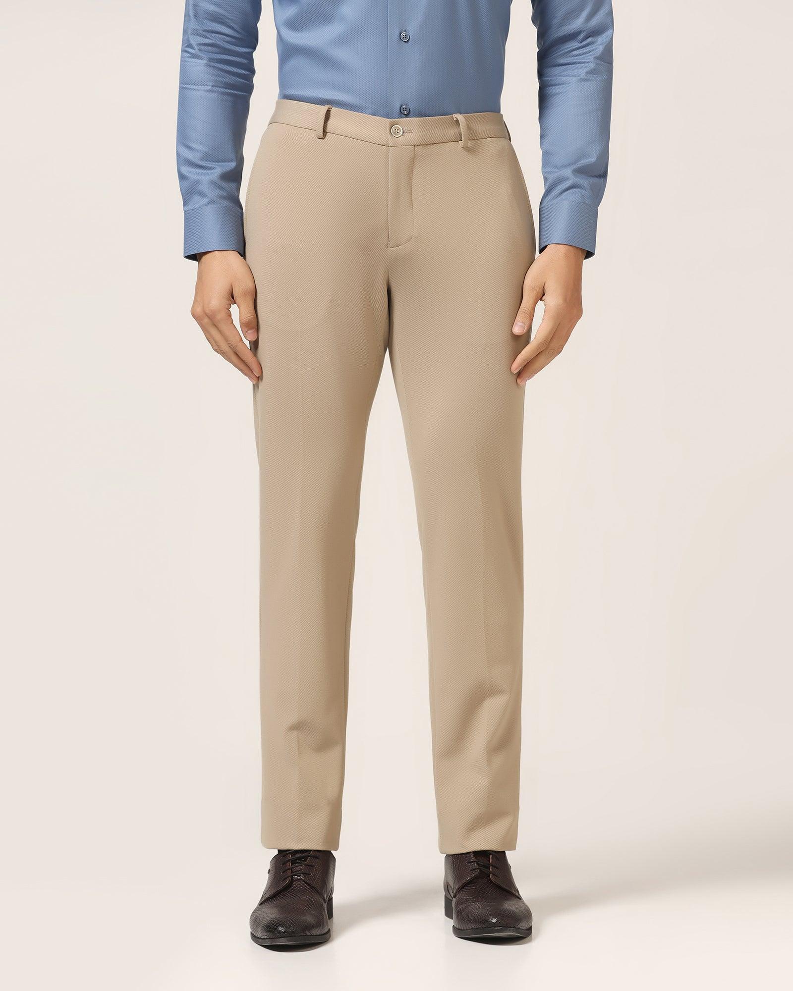 Slim Fit B-91 Formal Beige Textured Trouser - Ace - Blackberrys