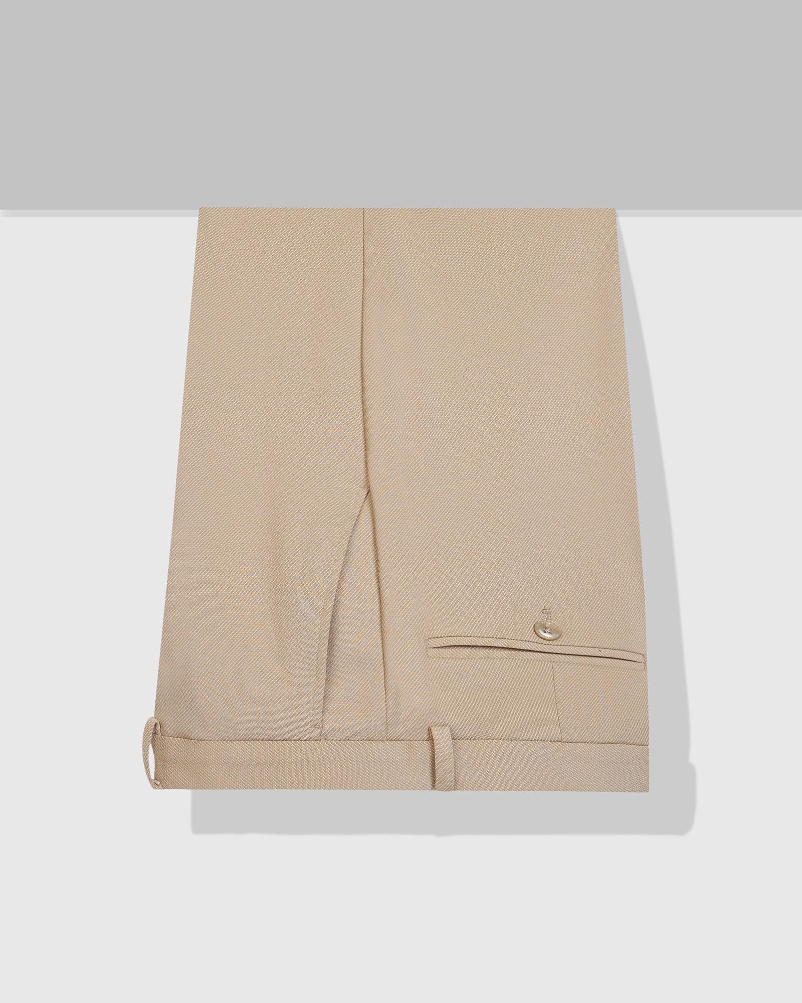 Slim Fit B-91 Formal Beige Textured Trouser - Ace - Blackberrys