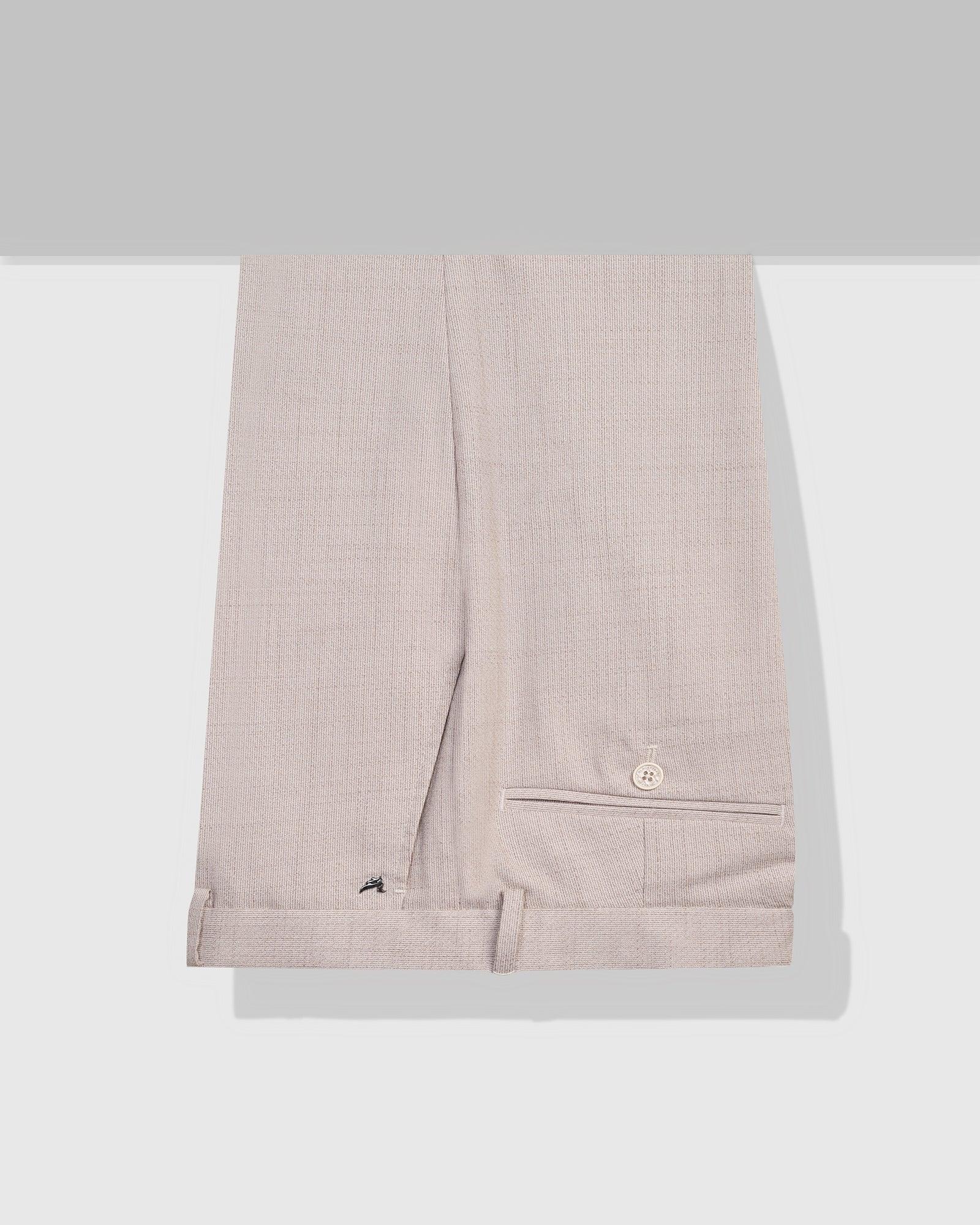 Slim Fit B-91 Formal Beige Textured Trouser - Harley - Blackberrys