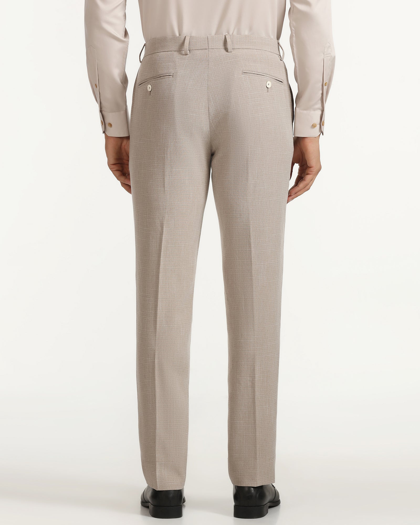 Slim Fit B-91 Formal Beige Textured Trouser - Tumi