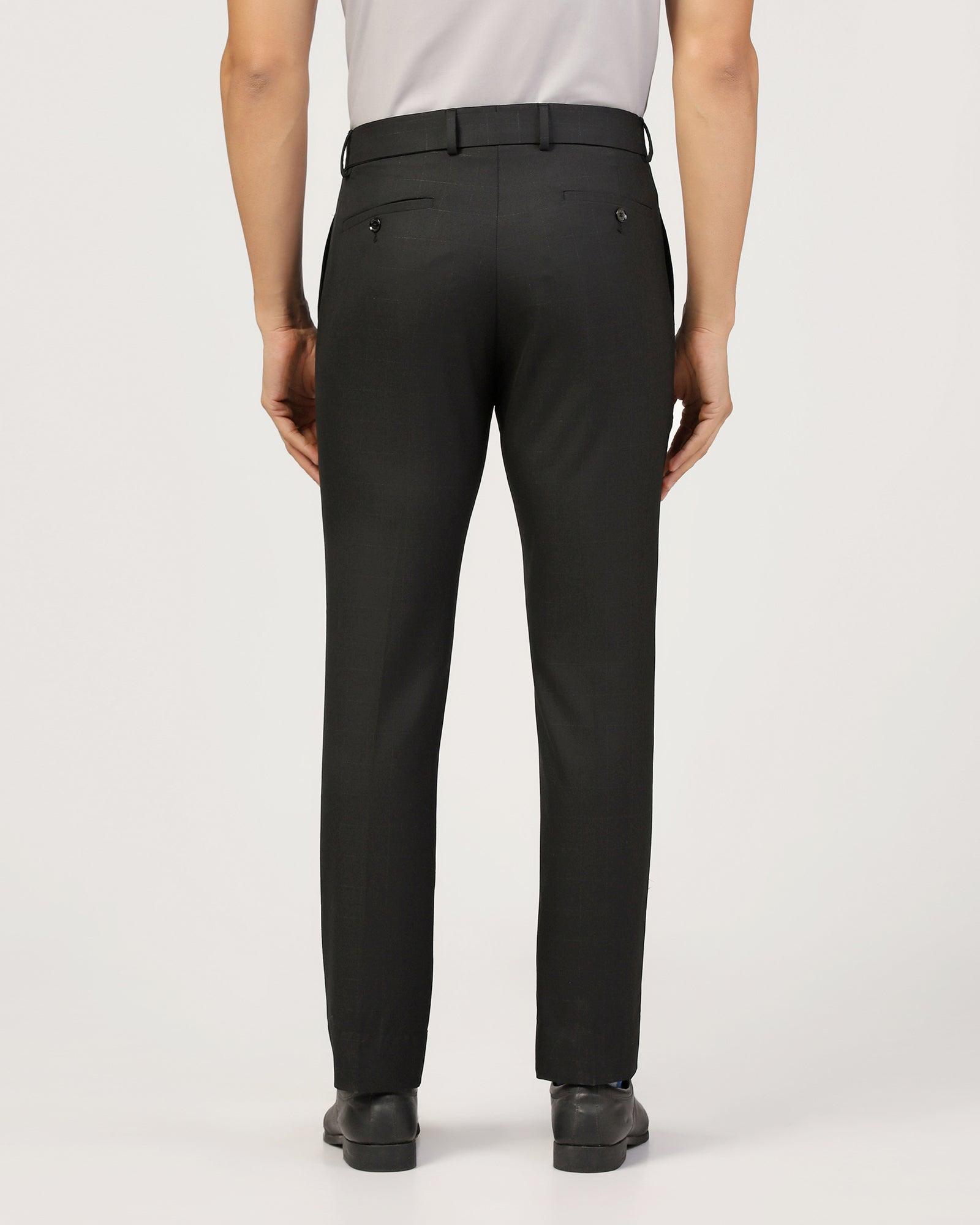 Slim Fit B-91 Formal Black Check Trouser - Blackis - Blackberrys