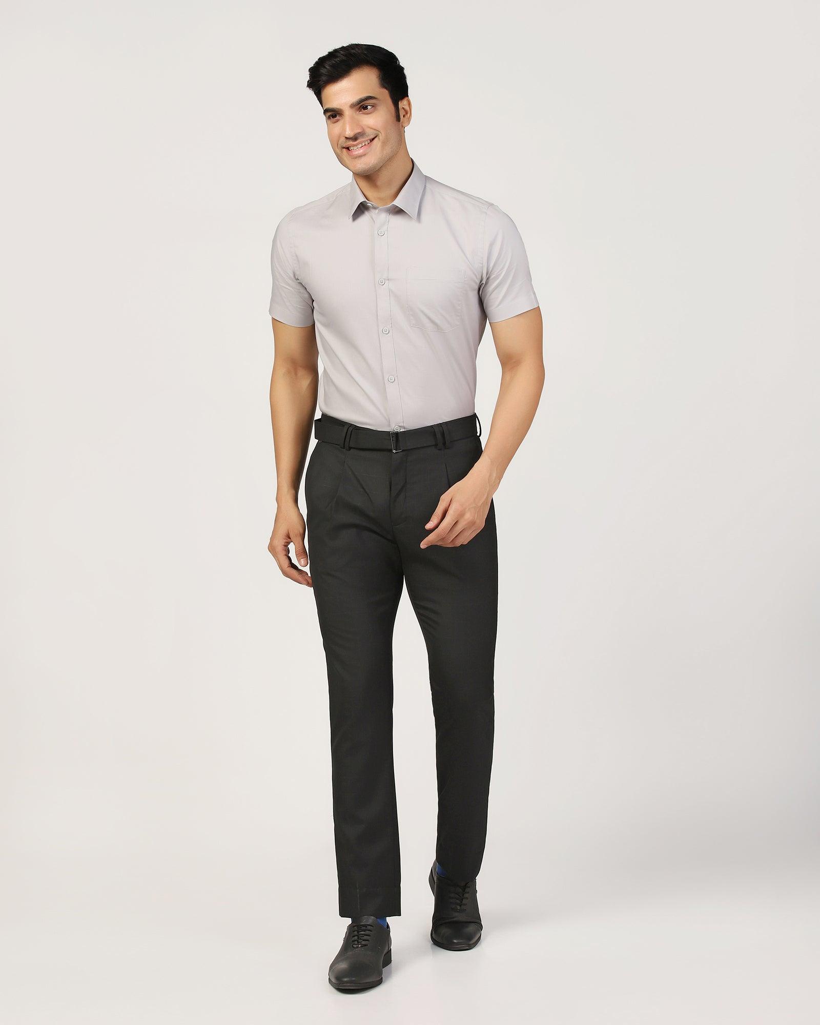 Slim Fit B-91 Formal Black Check Trouser - Blackis