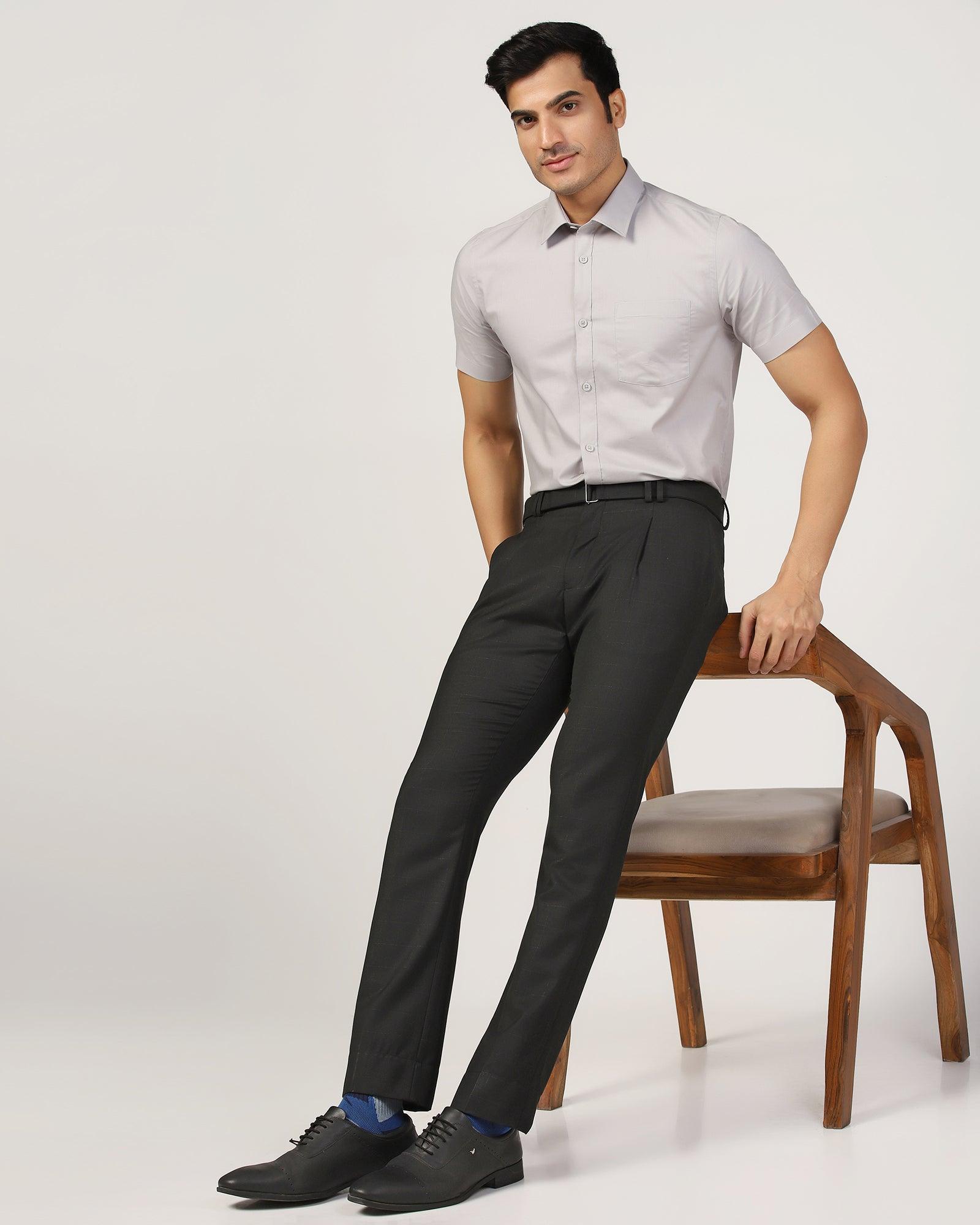 Slim Fit B-91 Formal Black Check Trouser - Blackis - Blackberrys