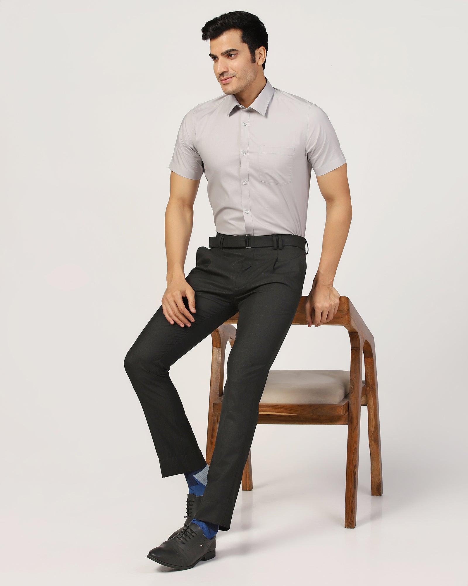 Slim Fit B-91 Formal Black Check Trouser - Blackis - Blackberrys