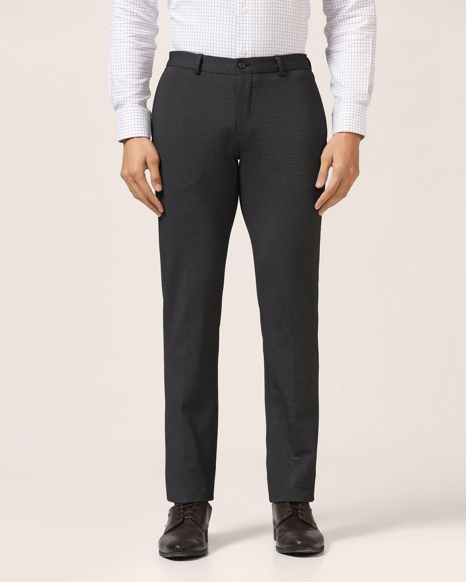 Slim Fit B-91 Formal Black Textured Trouser - Ace - Blackberrys