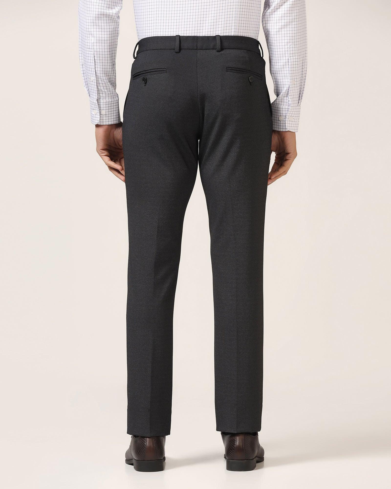 Slim Fit B-91 Formal Black Textured Trouser - Ace - Blackberrys