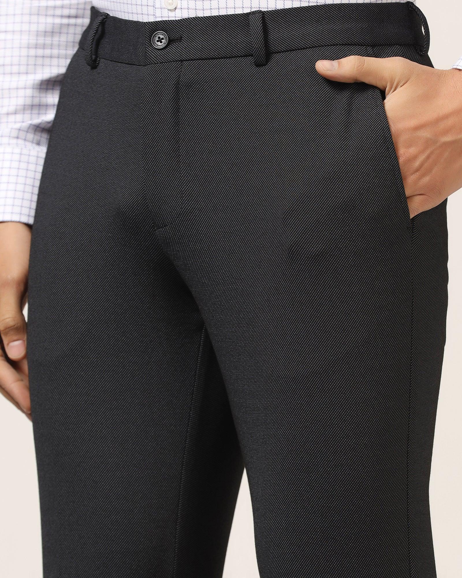 Slim Fit B-91 Formal Black Textured Trouser - Ace - Blackberrys