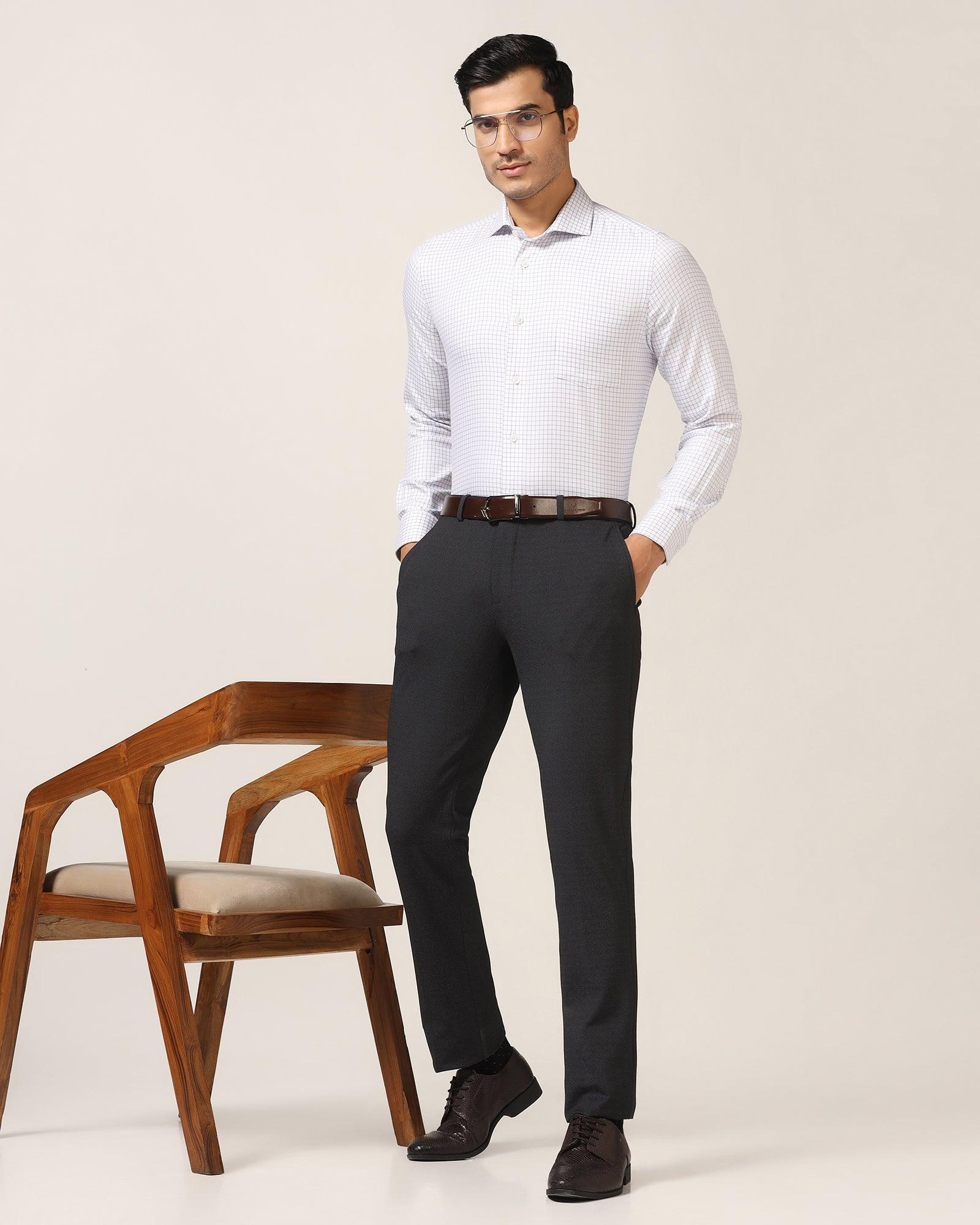 Slim Fit B-91 Formal Black Textured Trouser - Ace - Blackberrys