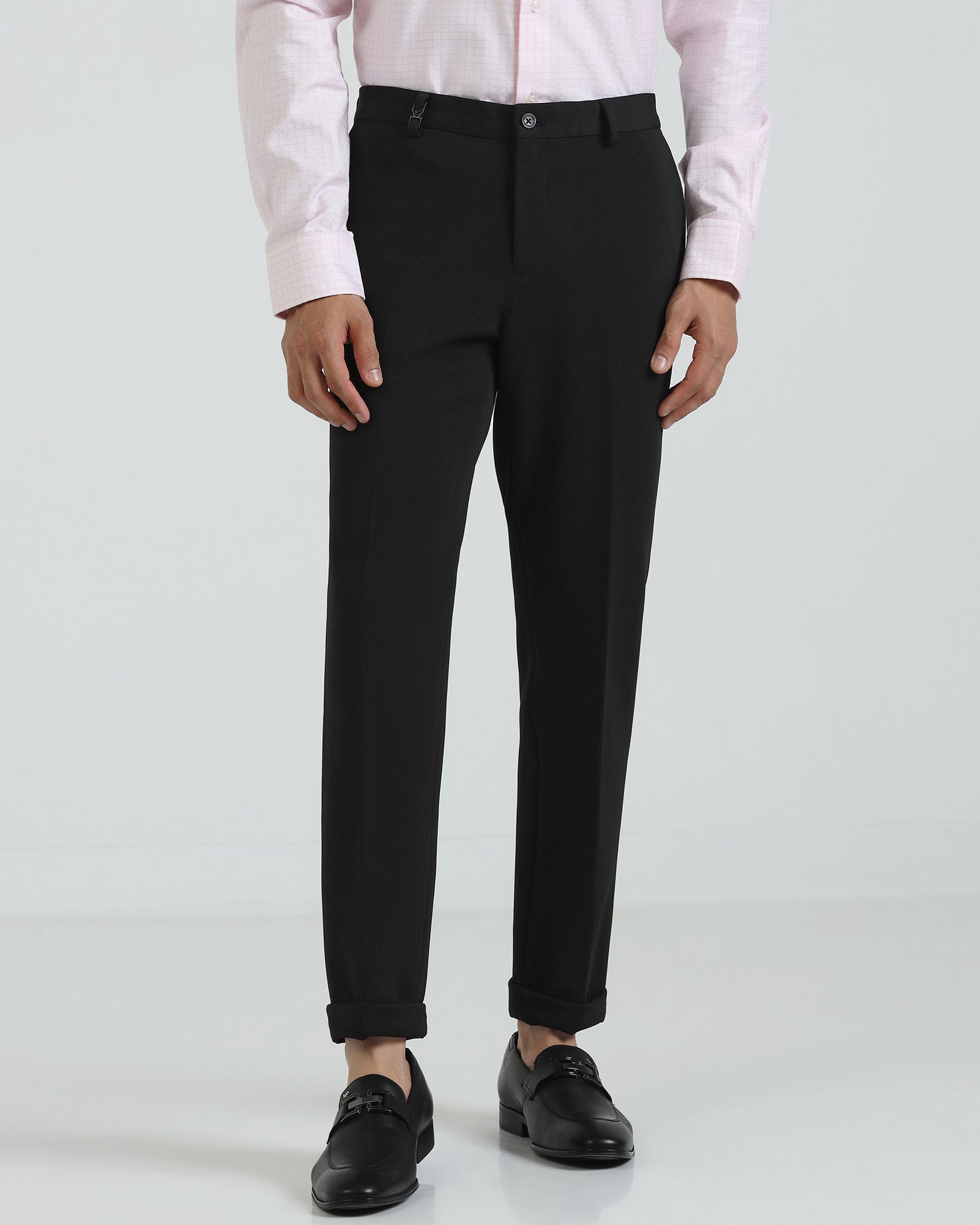 Slim Fit B-91 Formal Black Textured Trouser - Davidoff