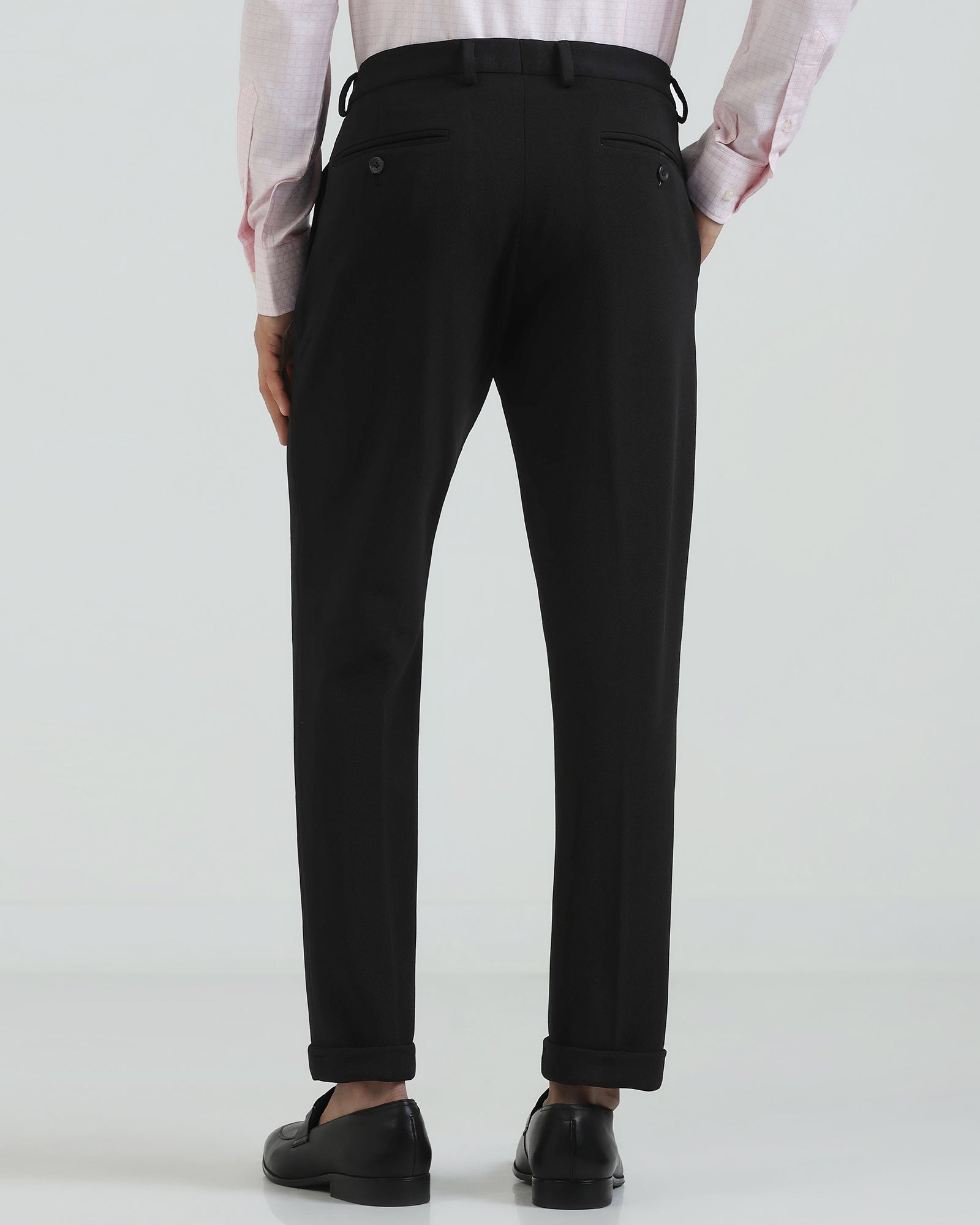 Slim Fit B-91 Formal Black Textured Trouser - Davidoff
