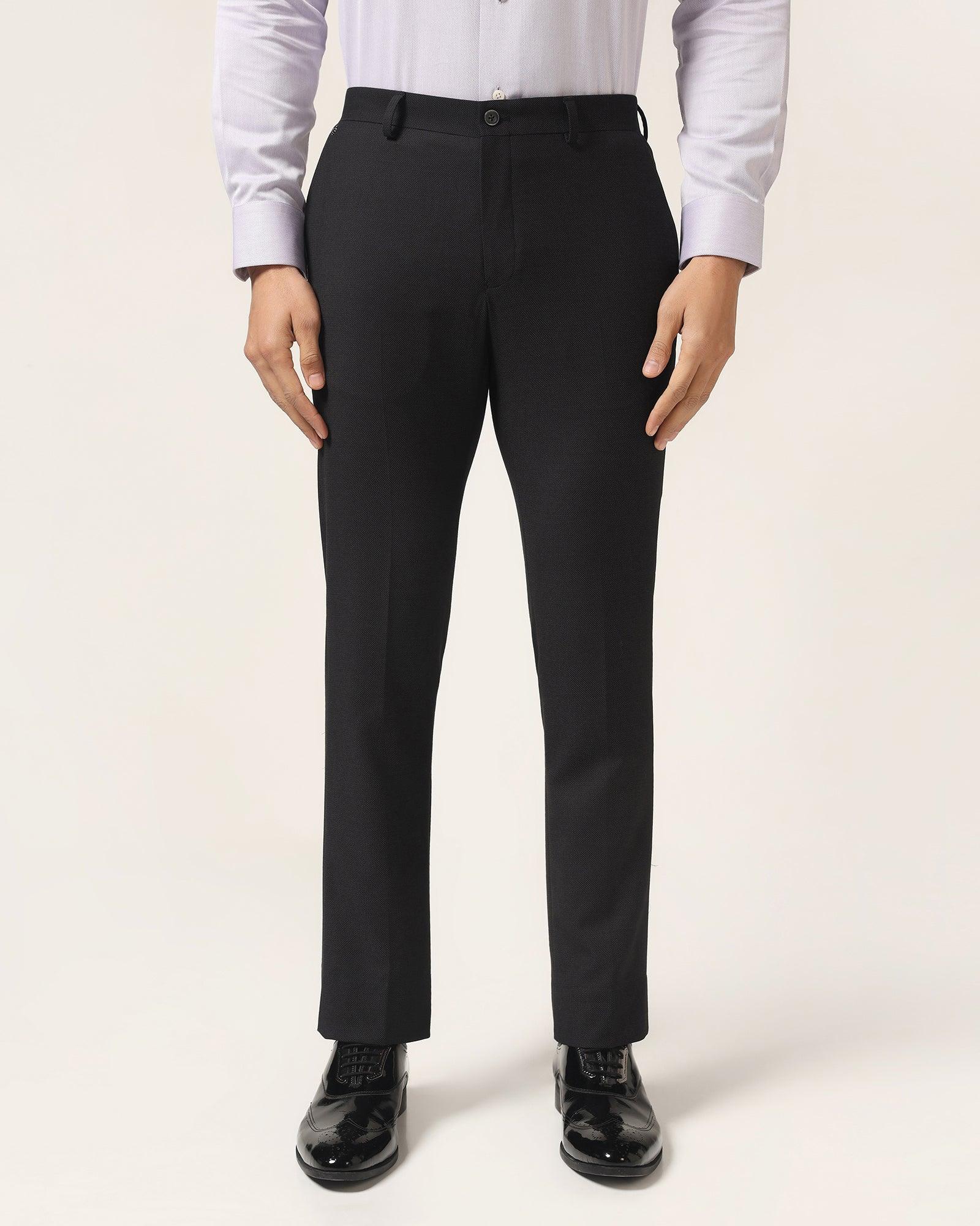 Slim Fit B-91 Formal Black Textured Trouser - Freto - Blackberrys