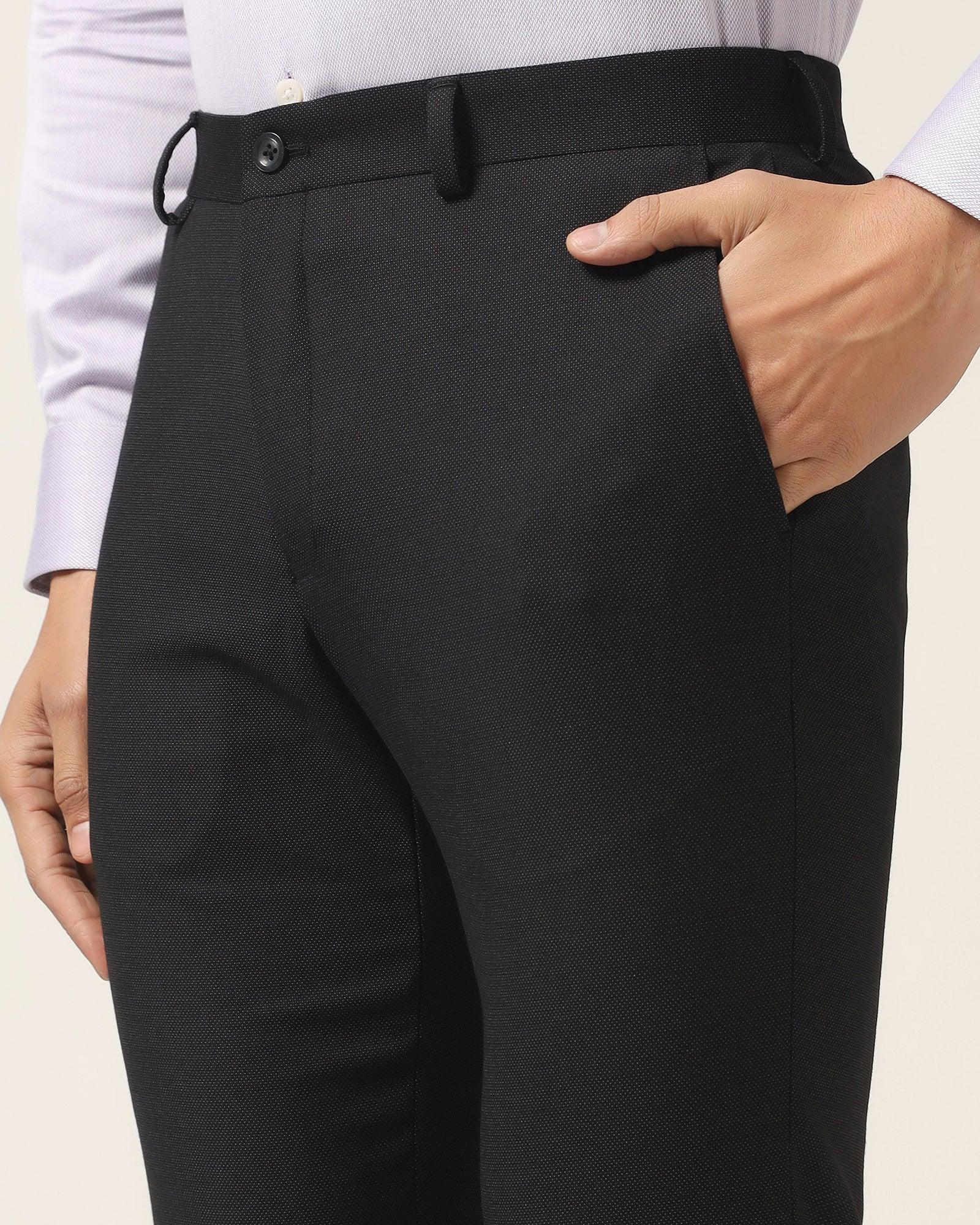 Slim Fit B-91 Formal Black Textured Trouser - Freto - Blackberrys