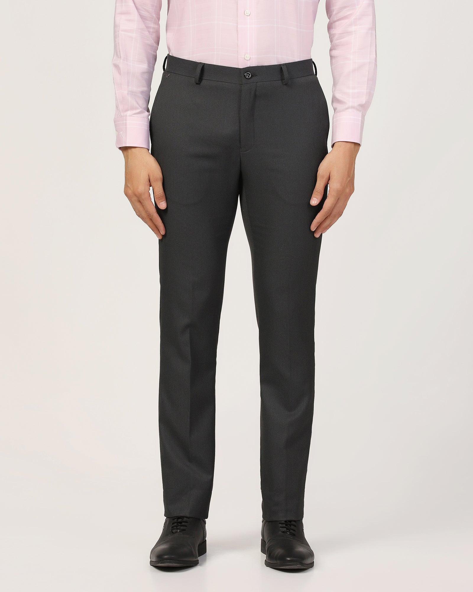 Slim Fit B-91 Formal Black Textured Trouser - Sive - Blackberrys