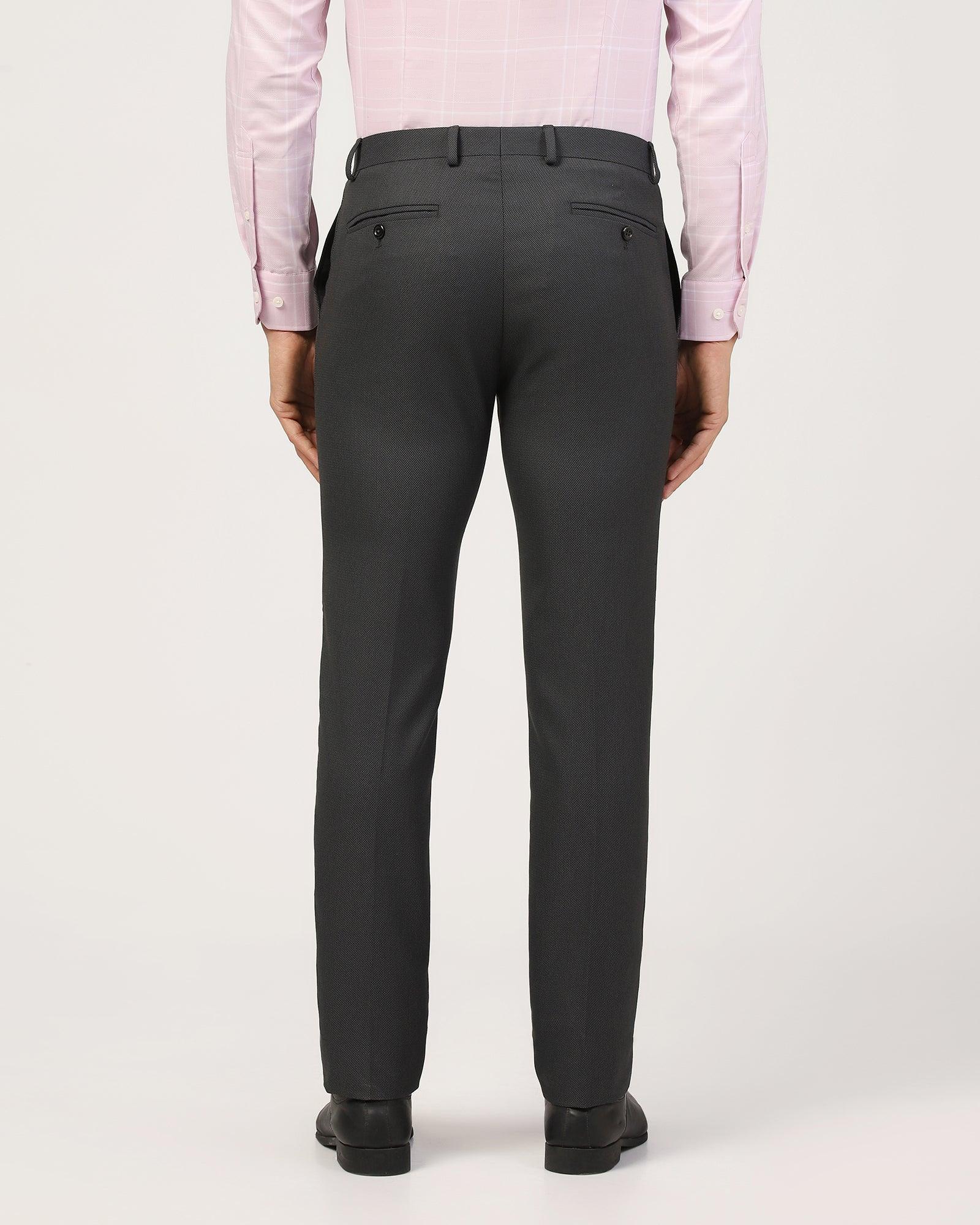 Slim Fit B-91 Formal Black Textured Trouser - Sive - Blackberrys