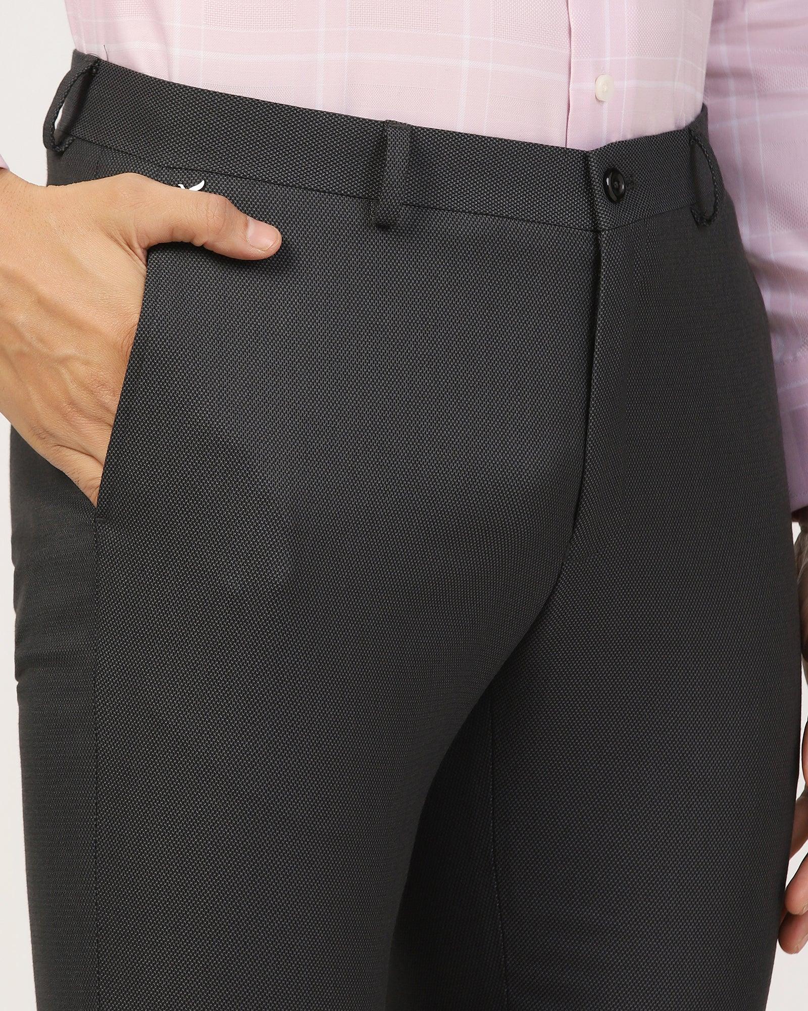 Slim Fit B-91 Formal Black Textured Trouser - Sive - Blackberrys
