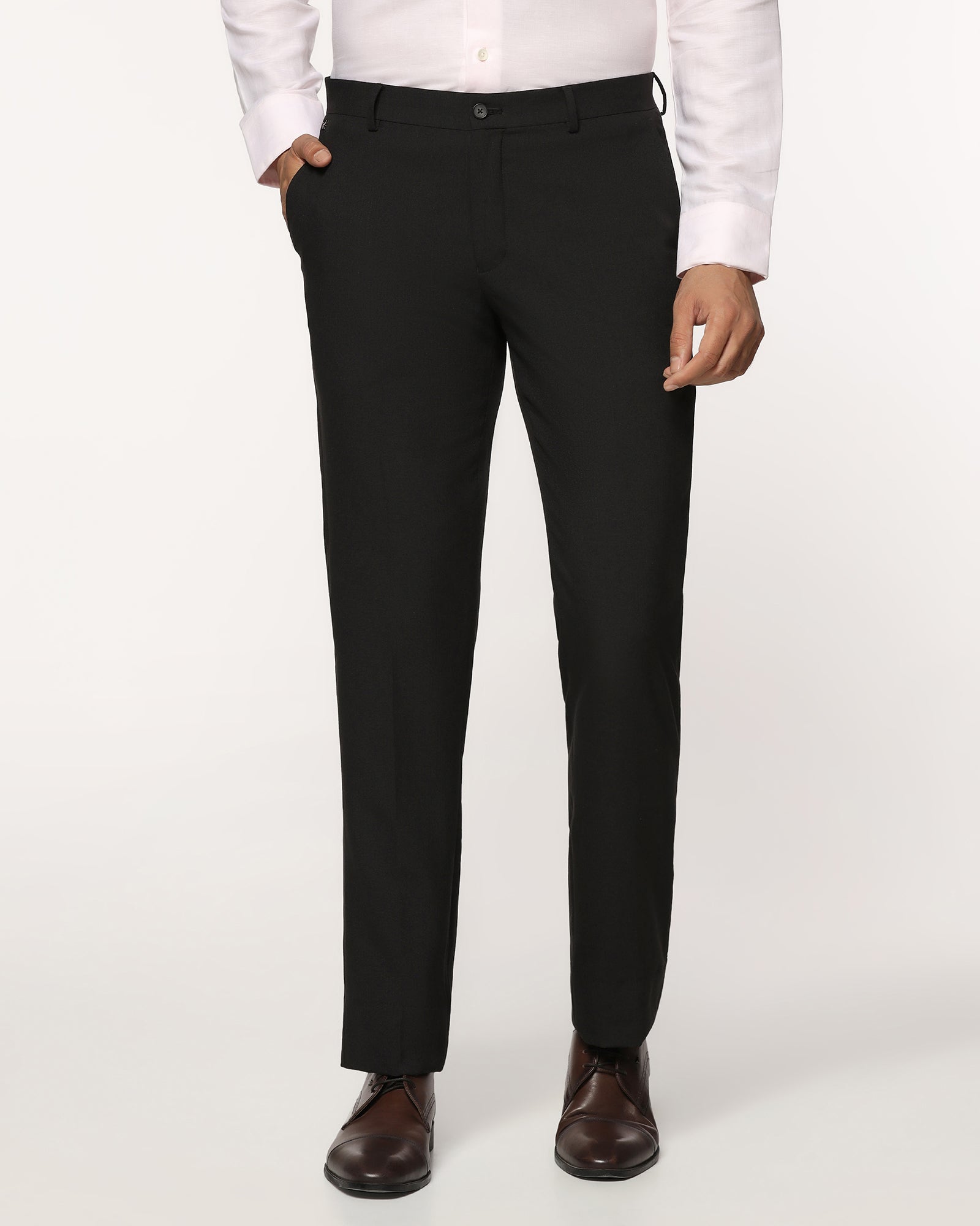 Slim Fit B-91 Formal Black Textured Trouser - Tumi