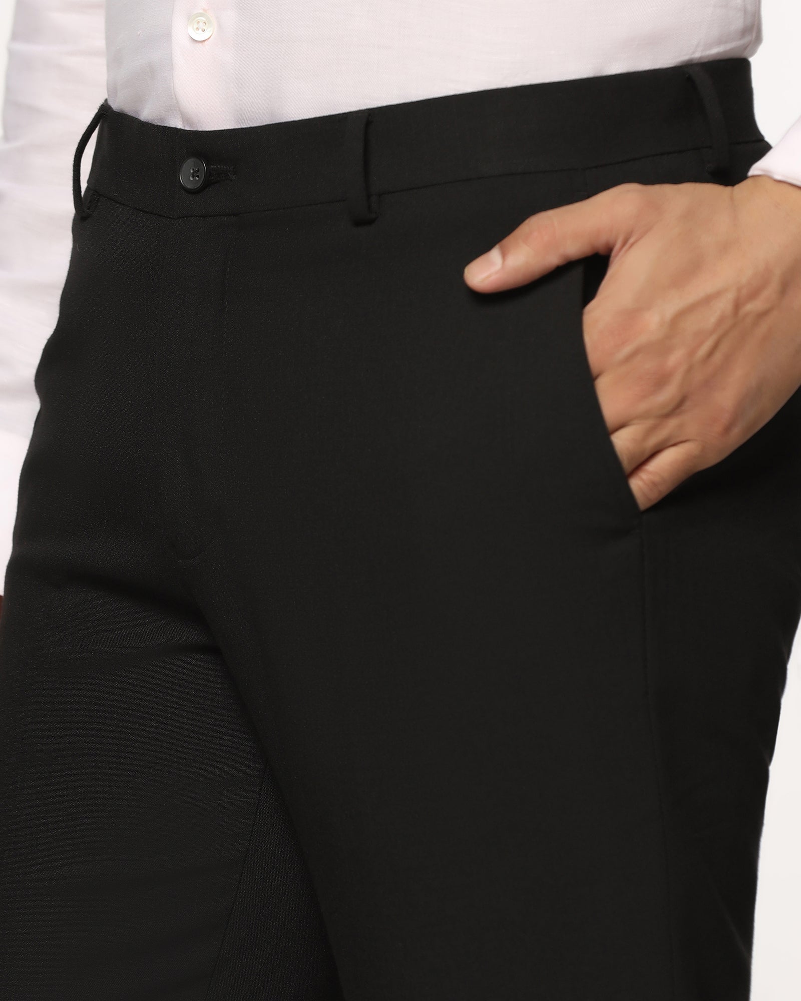 Slim Fit B-91 Formal Black Textured Trouser - Tumi