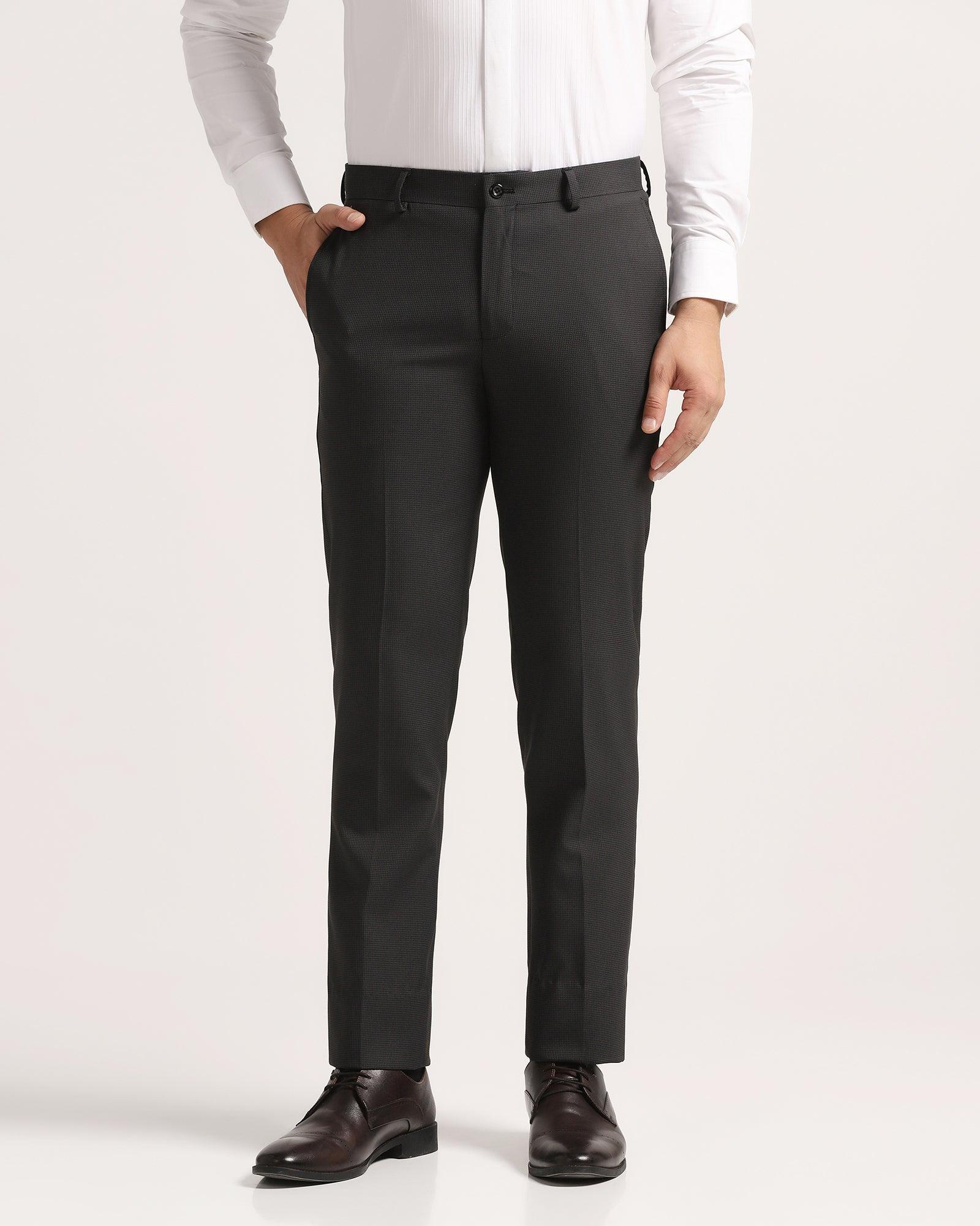 Buy Textured Slim Fit Formal Pants with Pockets